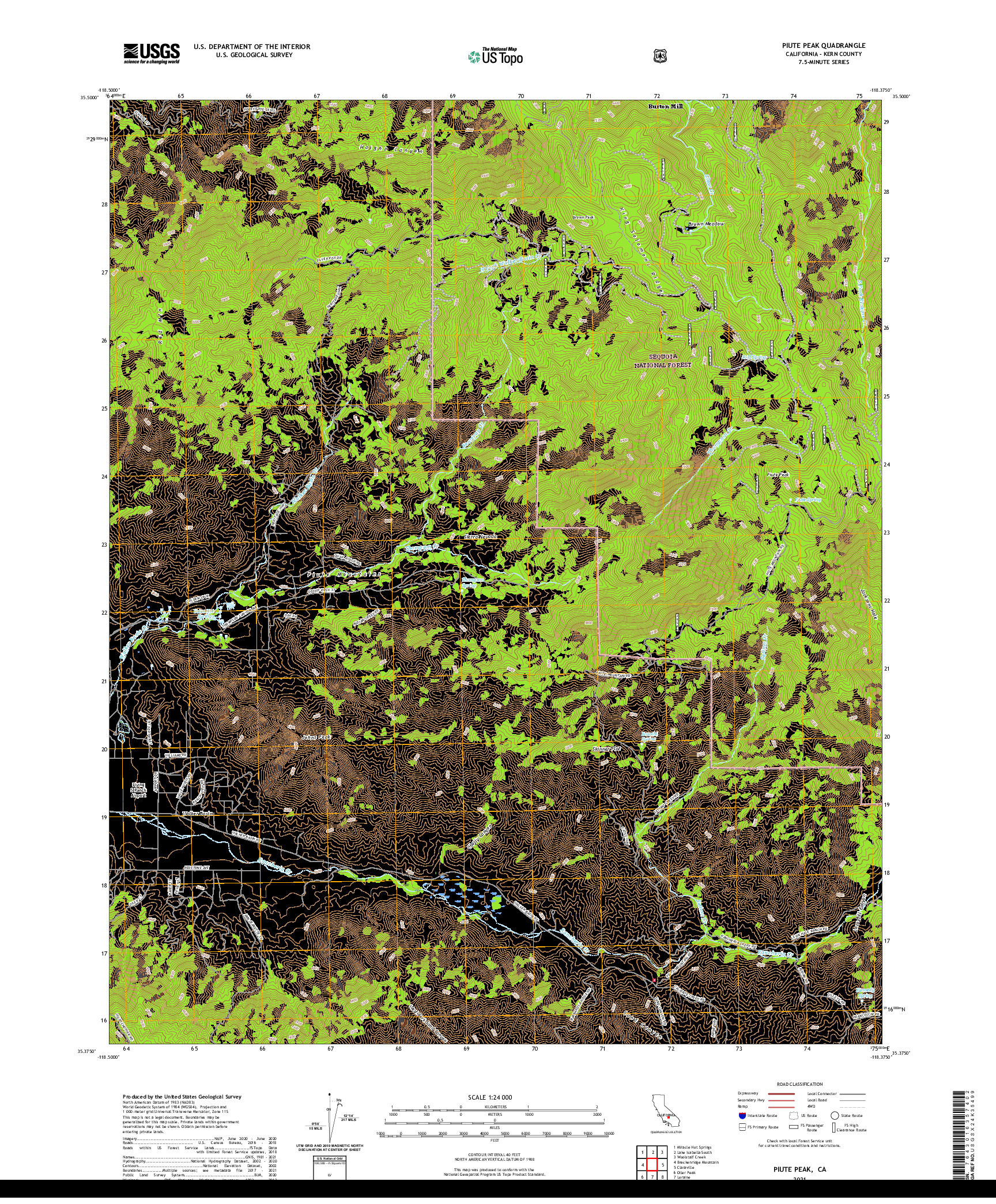 US TOPO 7.5-MINUTE MAP FOR PIUTE PEAK, CA