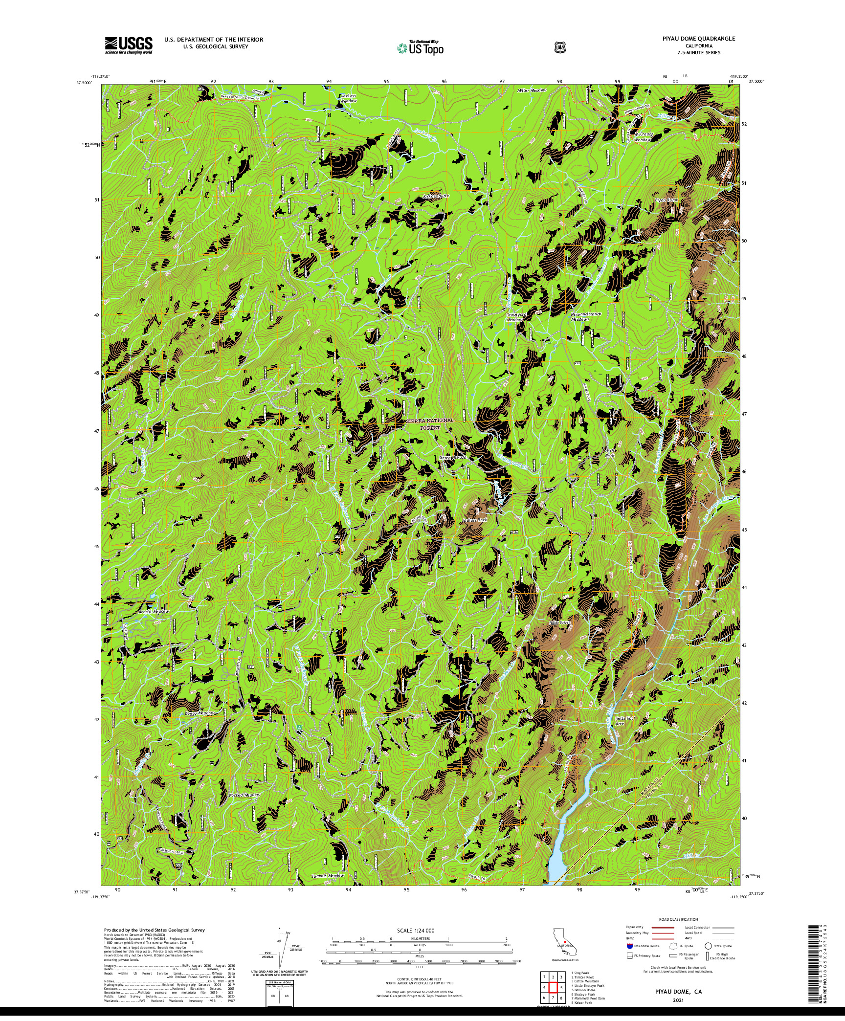 US TOPO 7.5-MINUTE MAP FOR PIYAU DOME, CA