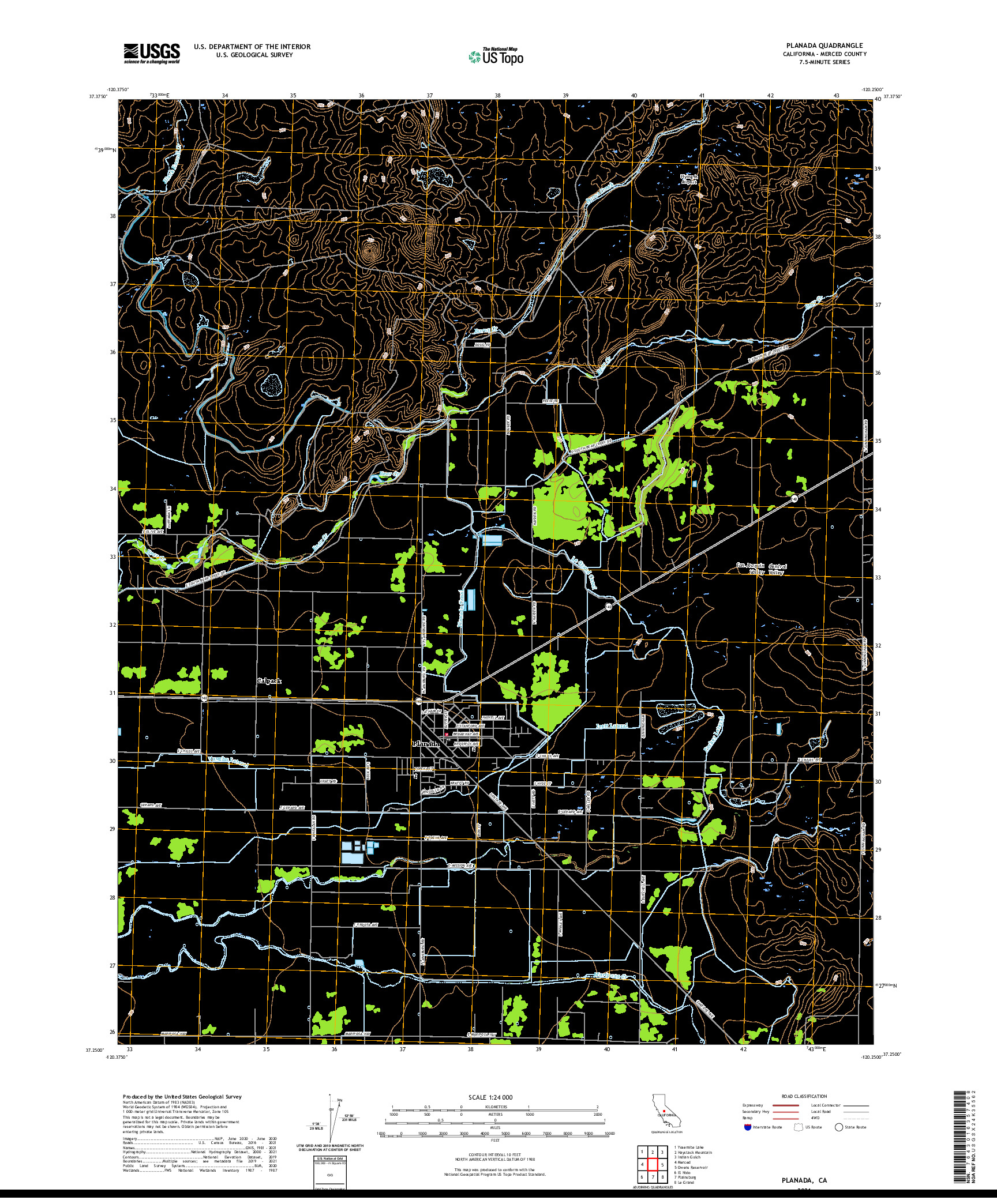 US TOPO 7.5-MINUTE MAP FOR PLANADA, CA