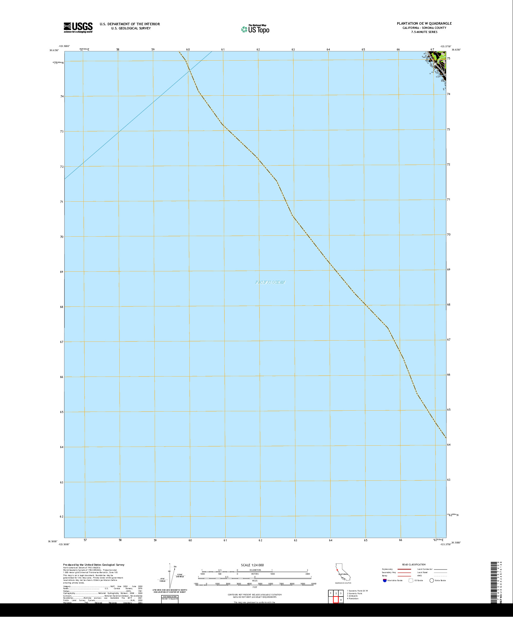 US TOPO 7.5-MINUTE MAP FOR PLANTATION OE W, CA