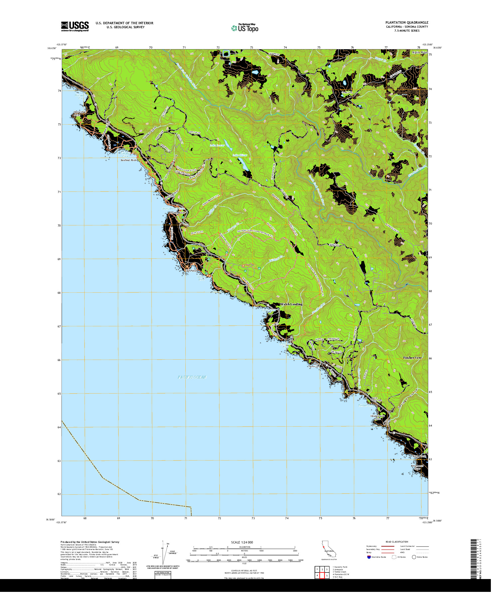 US TOPO 7.5-MINUTE MAP FOR PLANTATION, CA