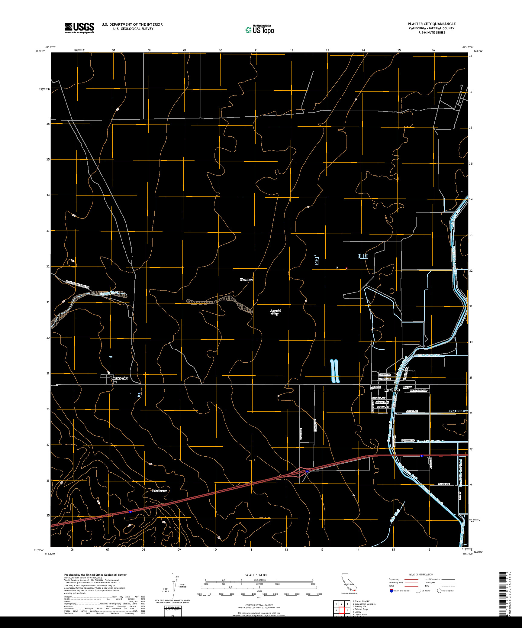 US TOPO 7.5-MINUTE MAP FOR PLASTER CITY, CA