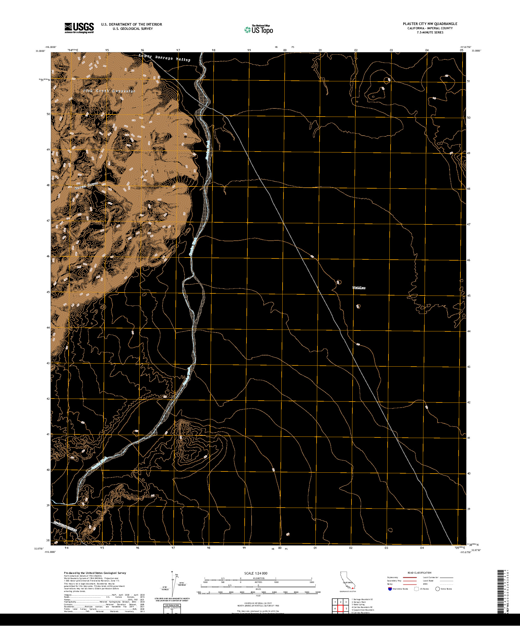 US TOPO 7.5-MINUTE MAP FOR PLASTER CITY NW, CA