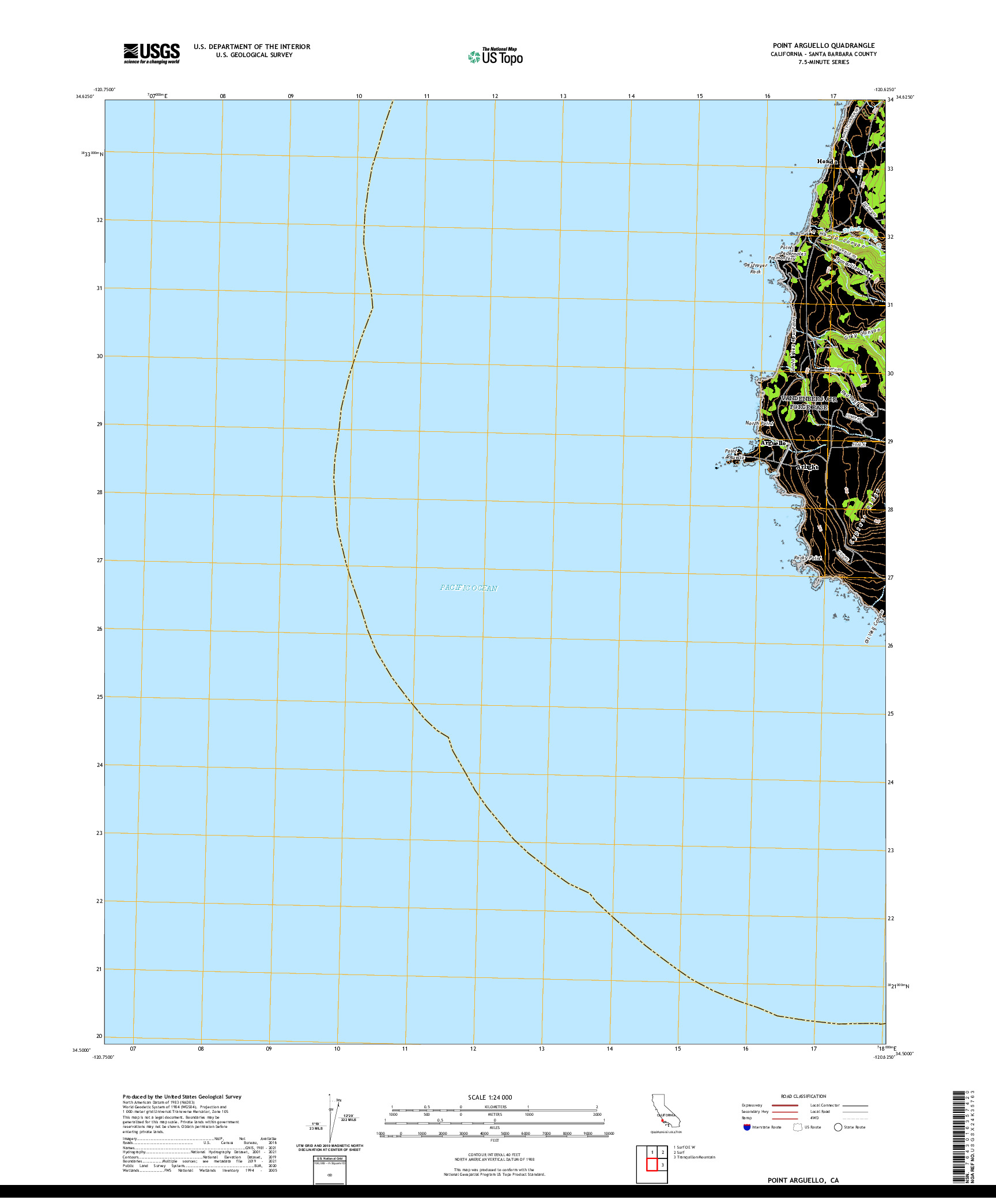 US TOPO 7.5-MINUTE MAP FOR POINT ARGUELLO, CA