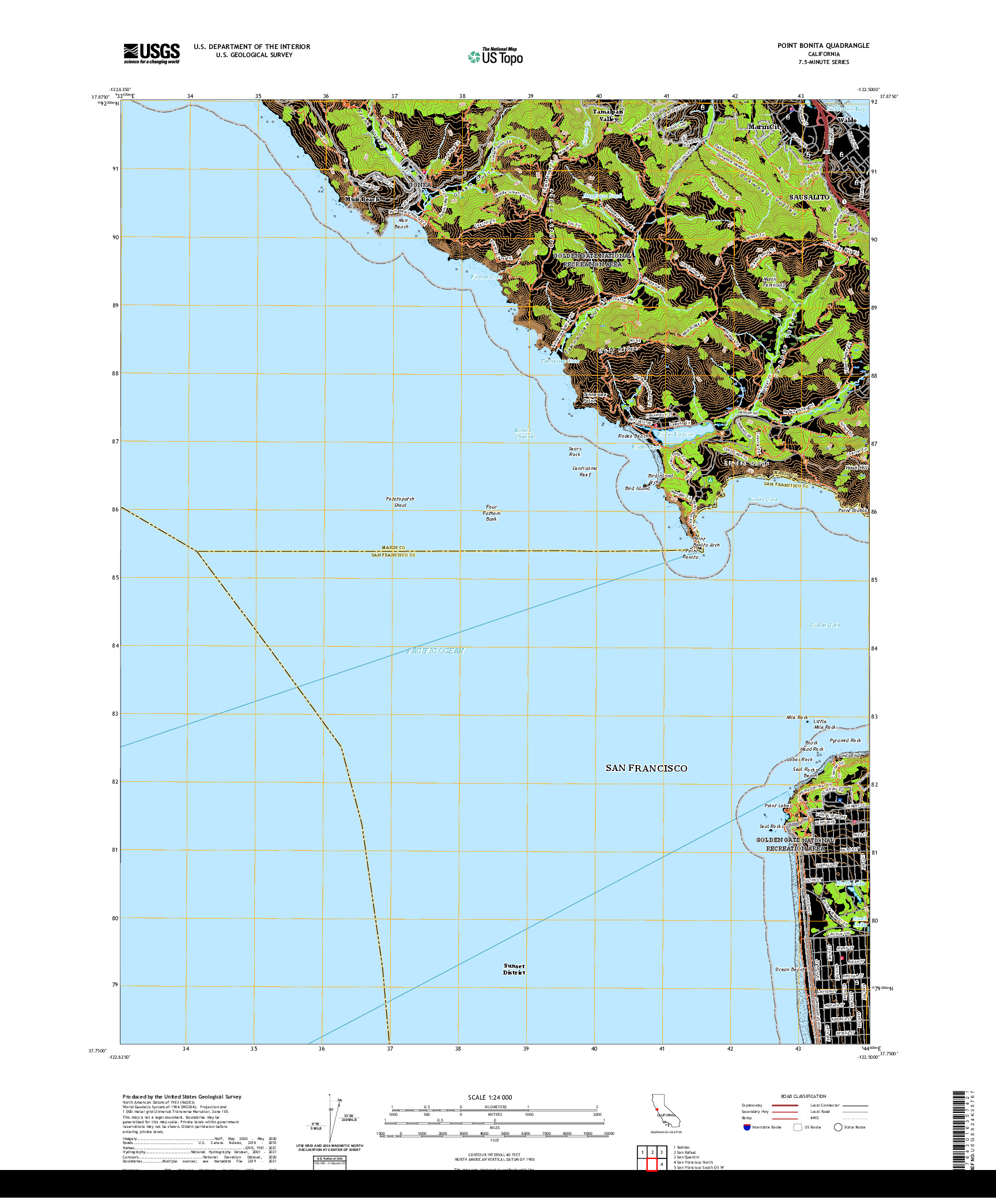 US TOPO 7.5-MINUTE MAP FOR POINT BONITA, CA