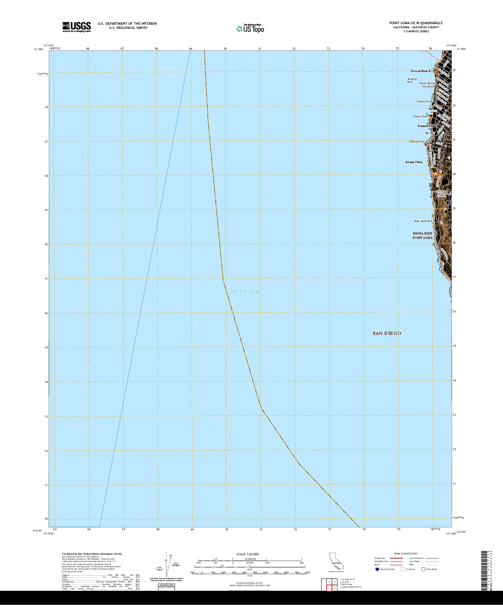 US TOPO 7.5-MINUTE MAP FOR POINT LOMA OE W, CA