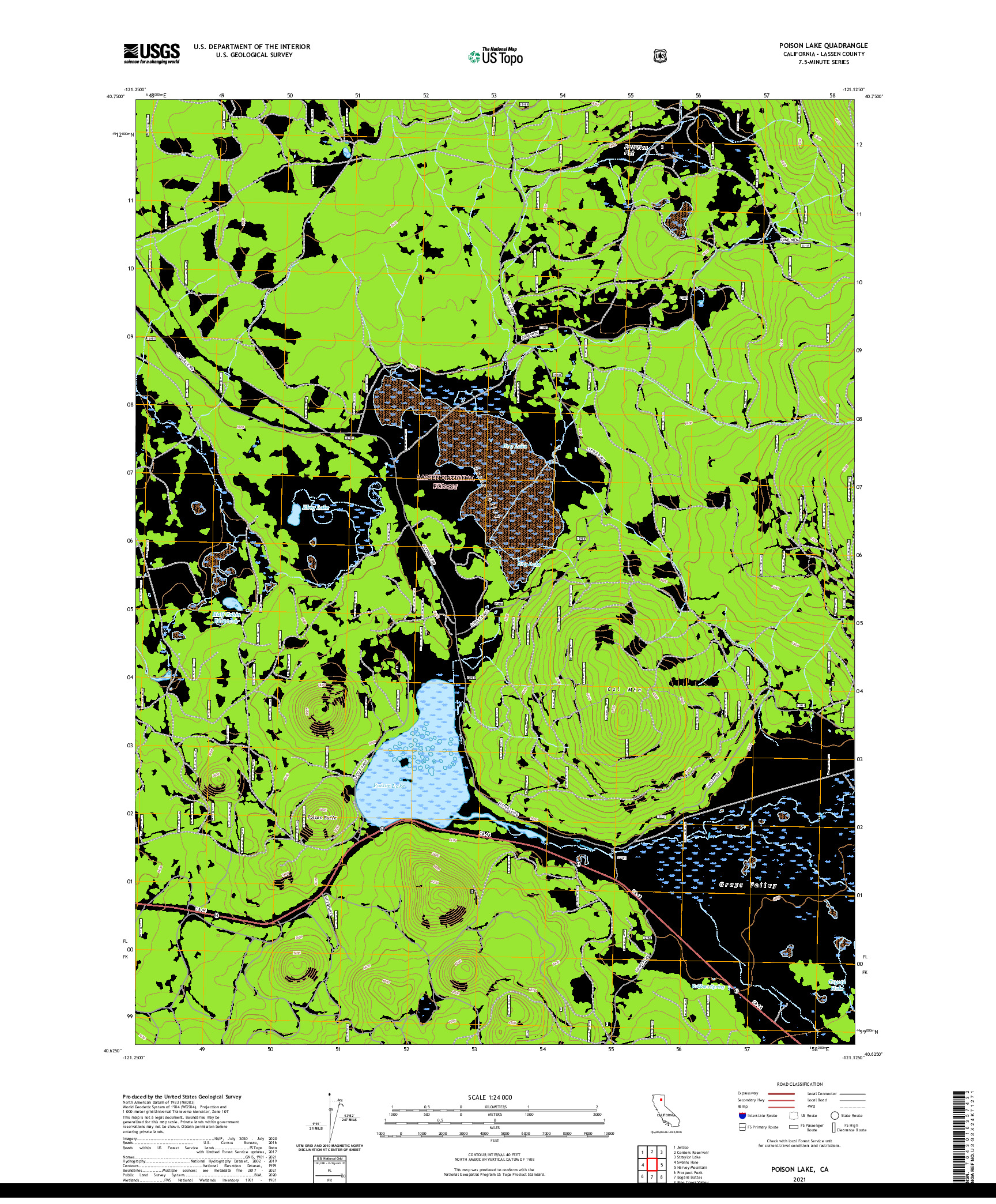 US TOPO 7.5-MINUTE MAP FOR POISON LAKE, CA