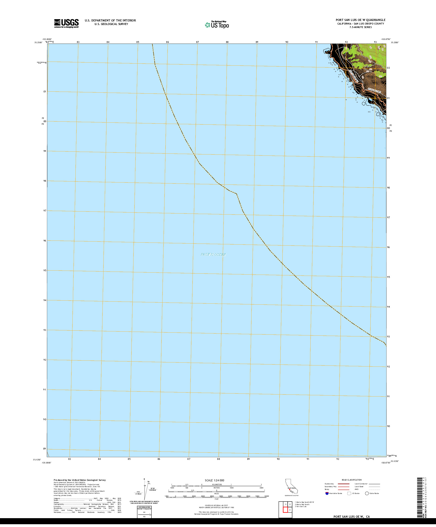 US TOPO 7.5-MINUTE MAP FOR PORT SAN LUIS OE W, CA