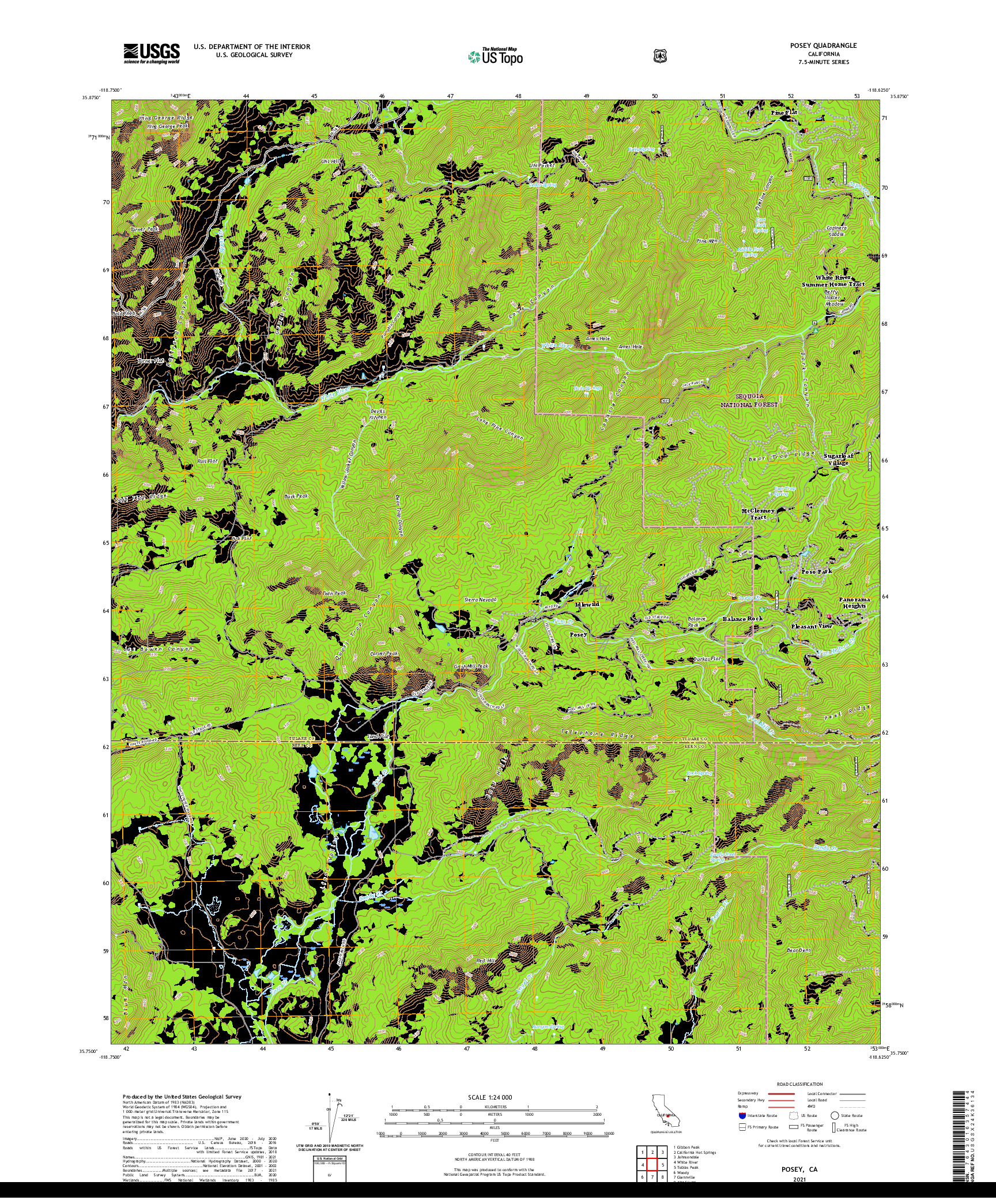 US TOPO 7.5-MINUTE MAP FOR POSEY, CA