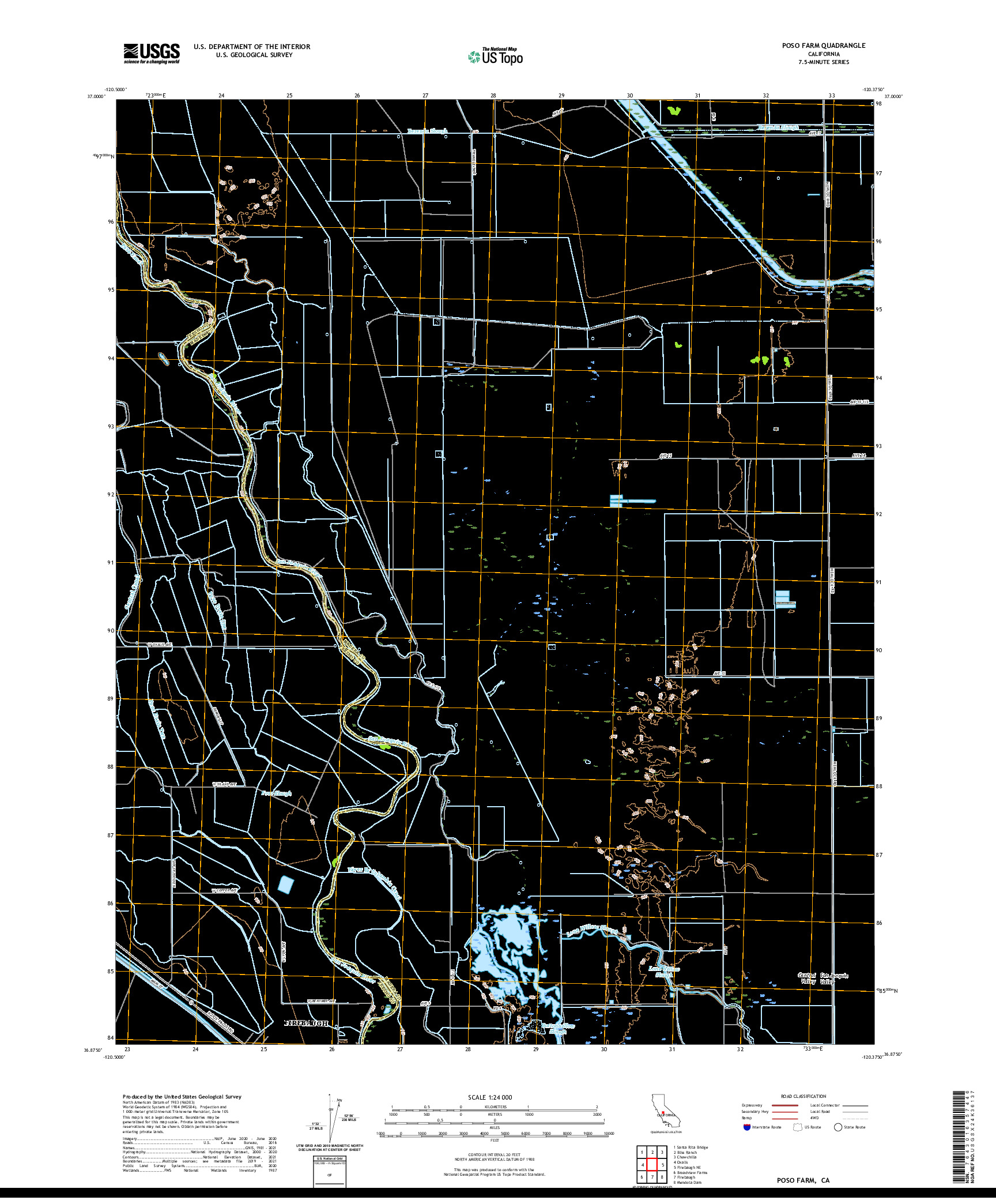 US TOPO 7.5-MINUTE MAP FOR POSO FARM, CA