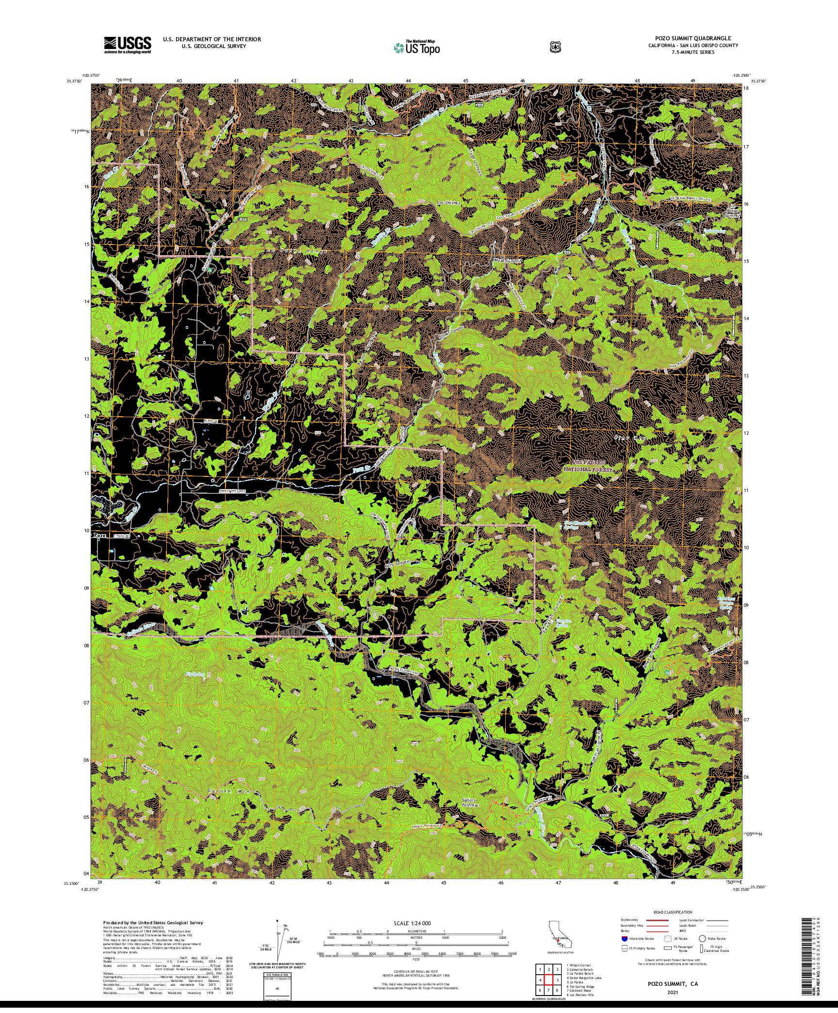 US TOPO 7.5-MINUTE MAP FOR POZO SUMMIT, CA