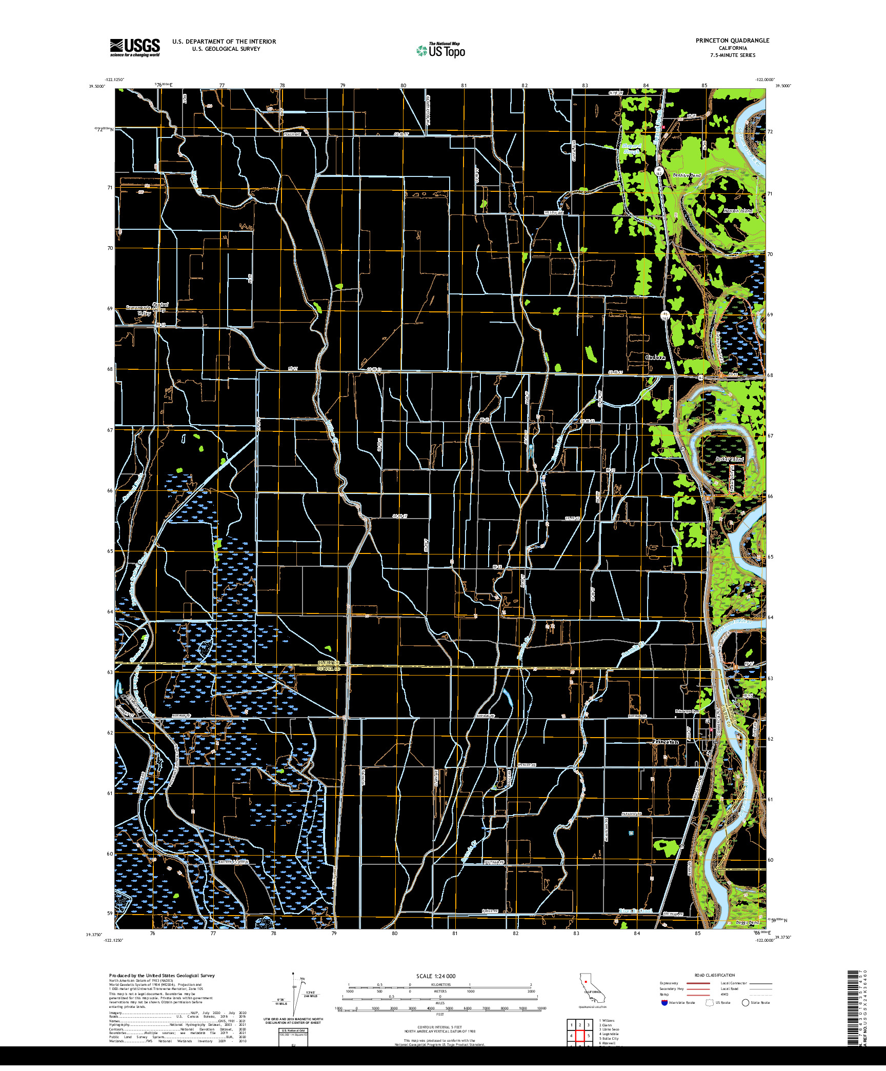 US TOPO 7.5-MINUTE MAP FOR PRINCETON, CA