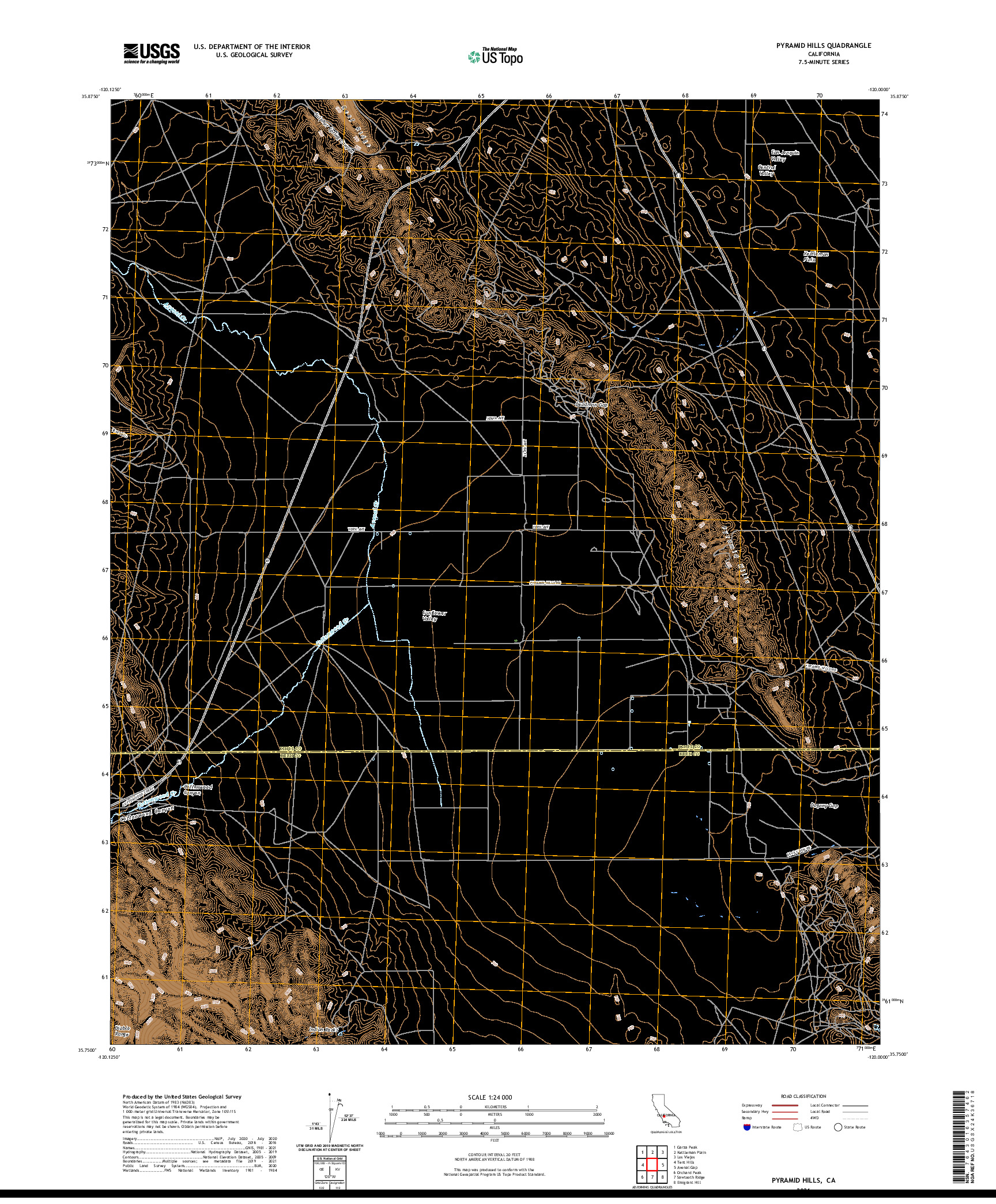 US TOPO 7.5-MINUTE MAP FOR PYRAMID HILLS, CA