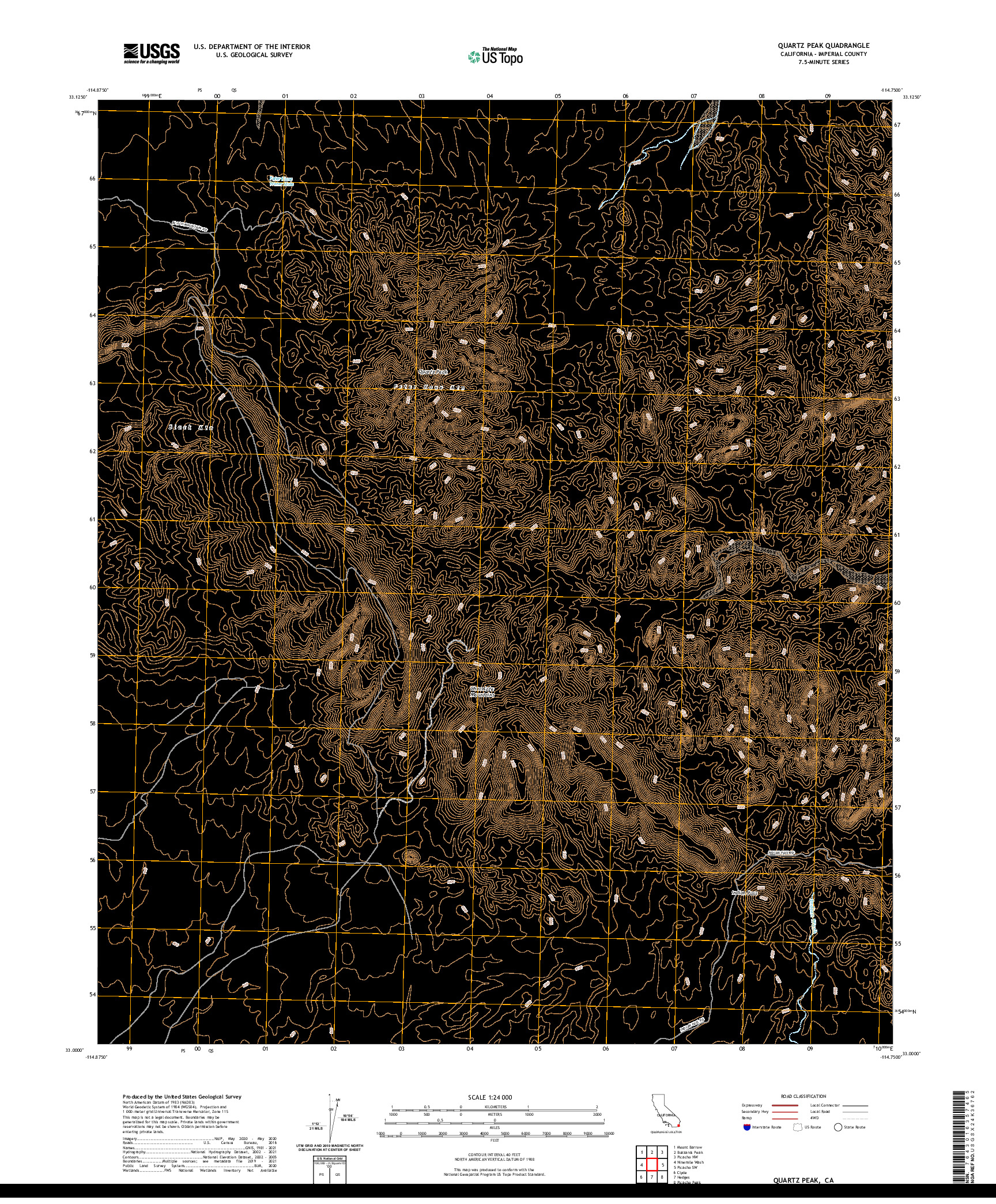 US TOPO 7.5-MINUTE MAP FOR QUARTZ PEAK, CA