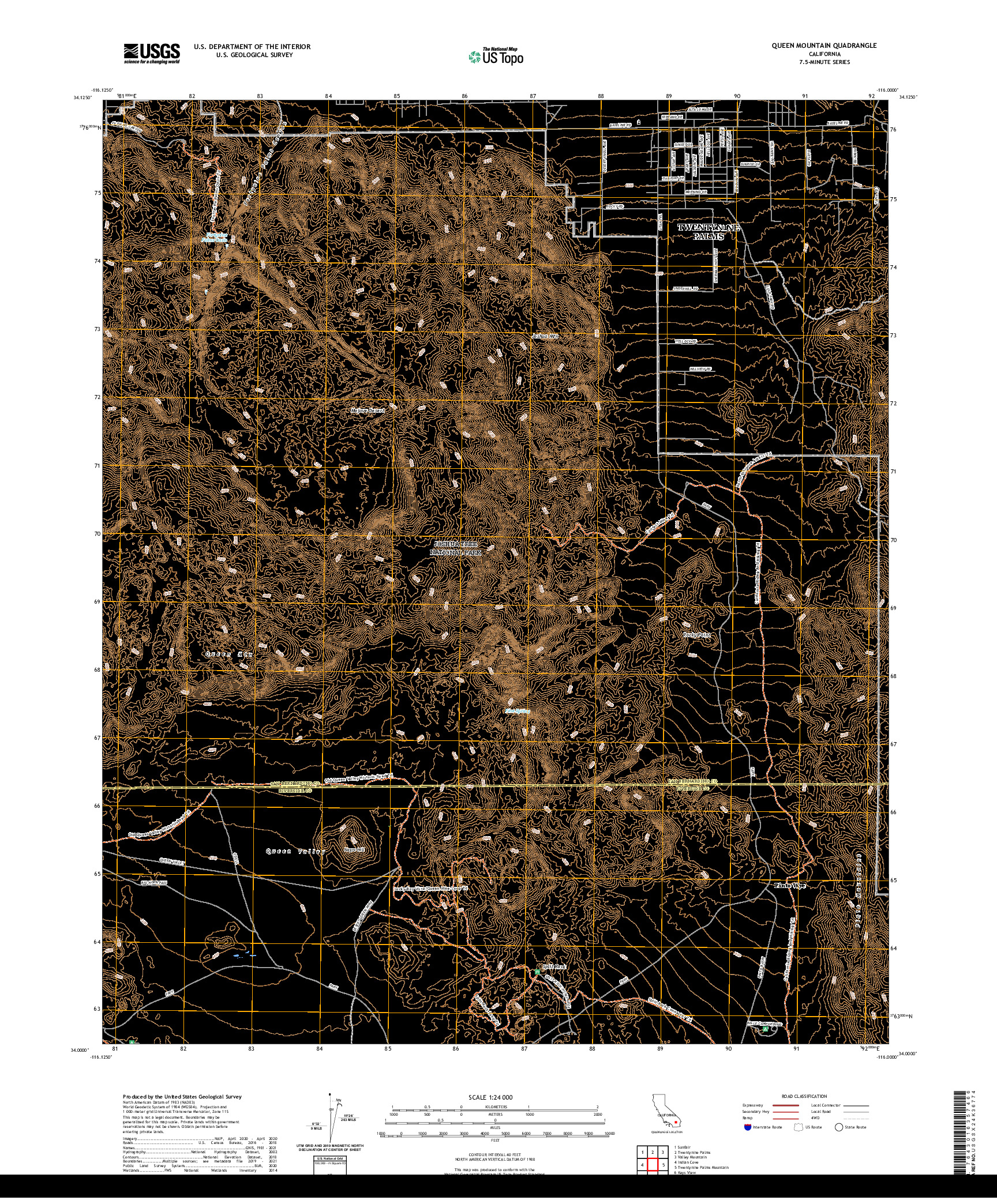 US TOPO 7.5-MINUTE MAP FOR QUEEN MOUNTAIN, CA