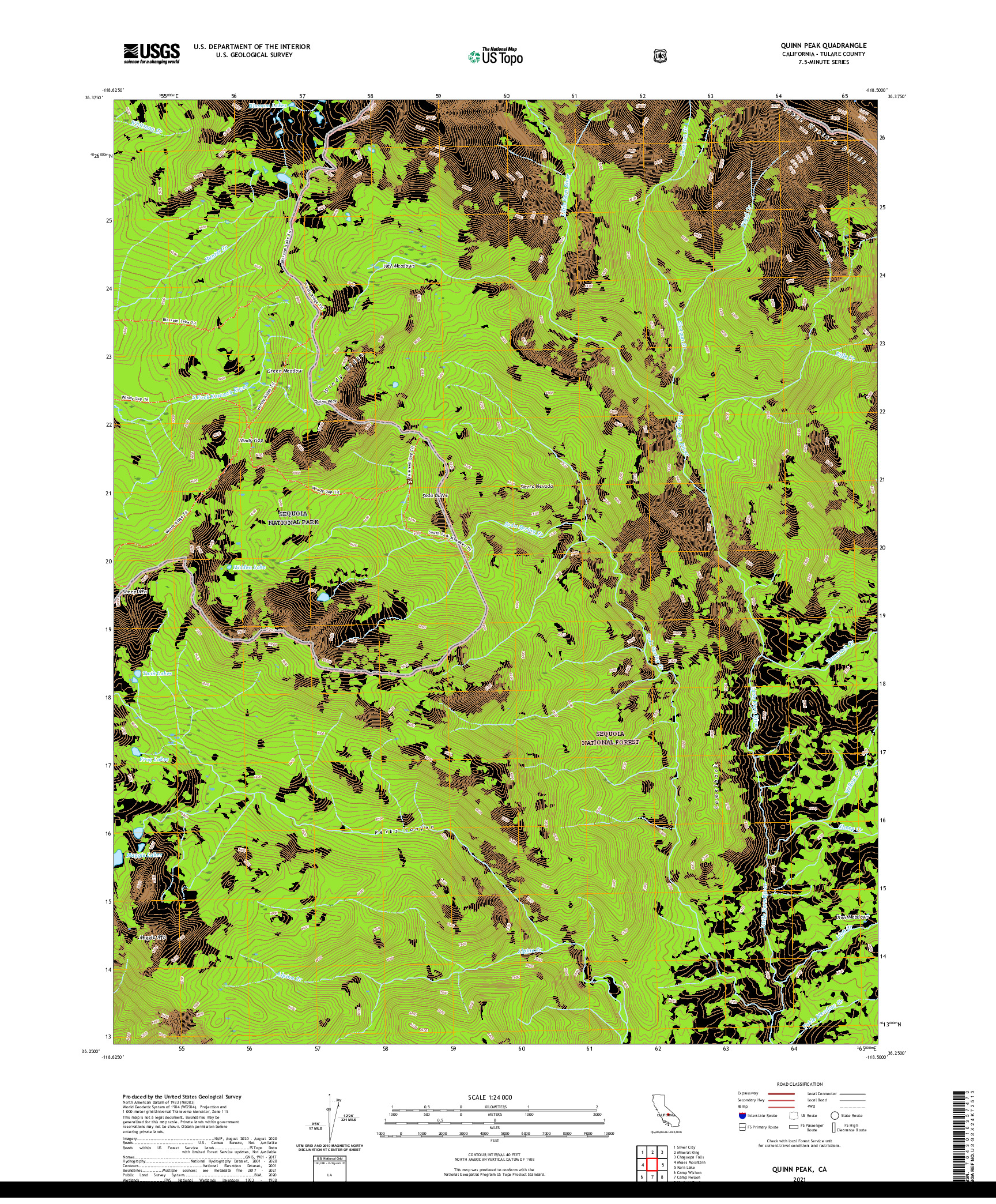 US TOPO 7.5-MINUTE MAP FOR QUINN PEAK, CA