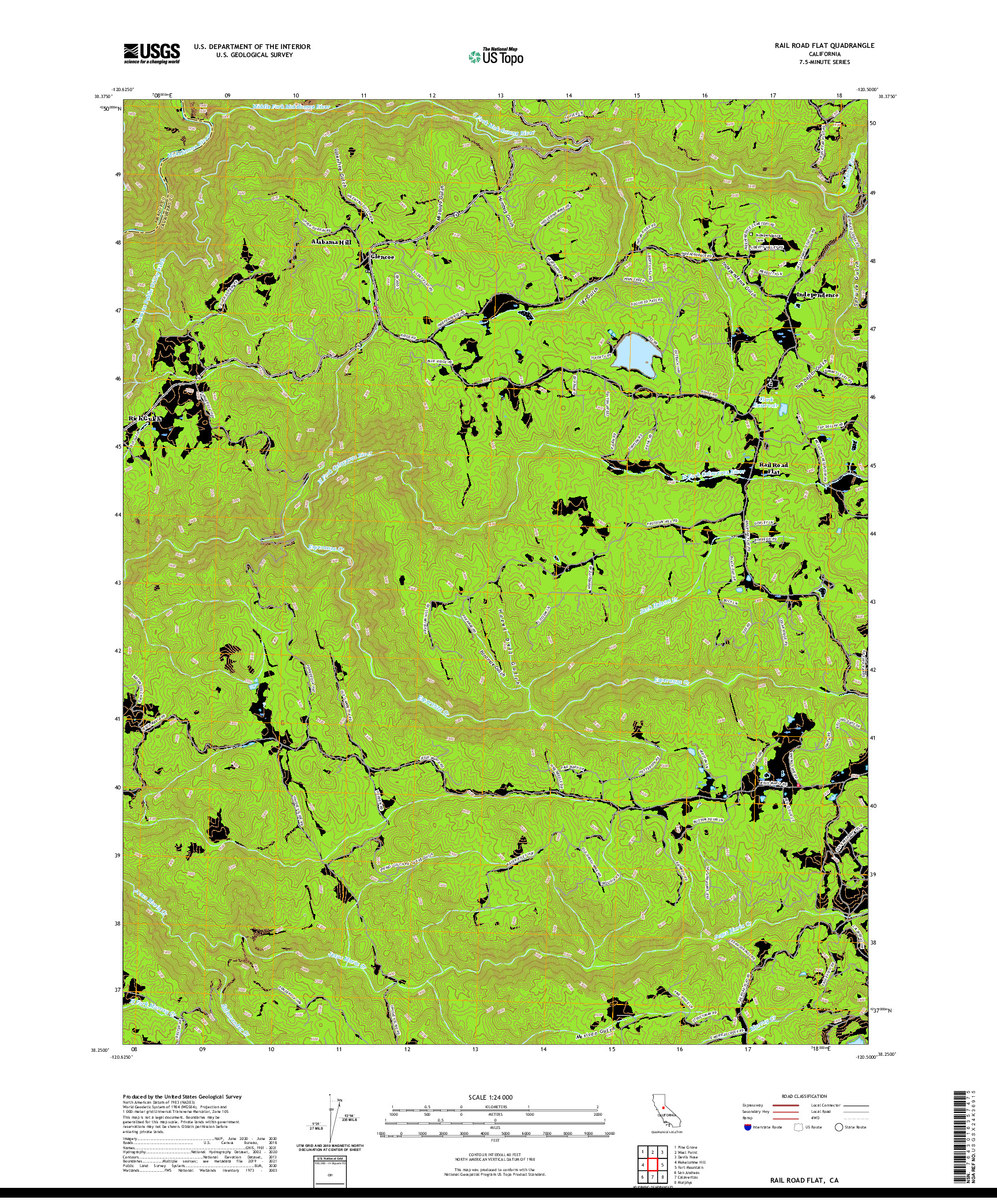 US TOPO 7.5-MINUTE MAP FOR RAIL ROAD FLAT, CA