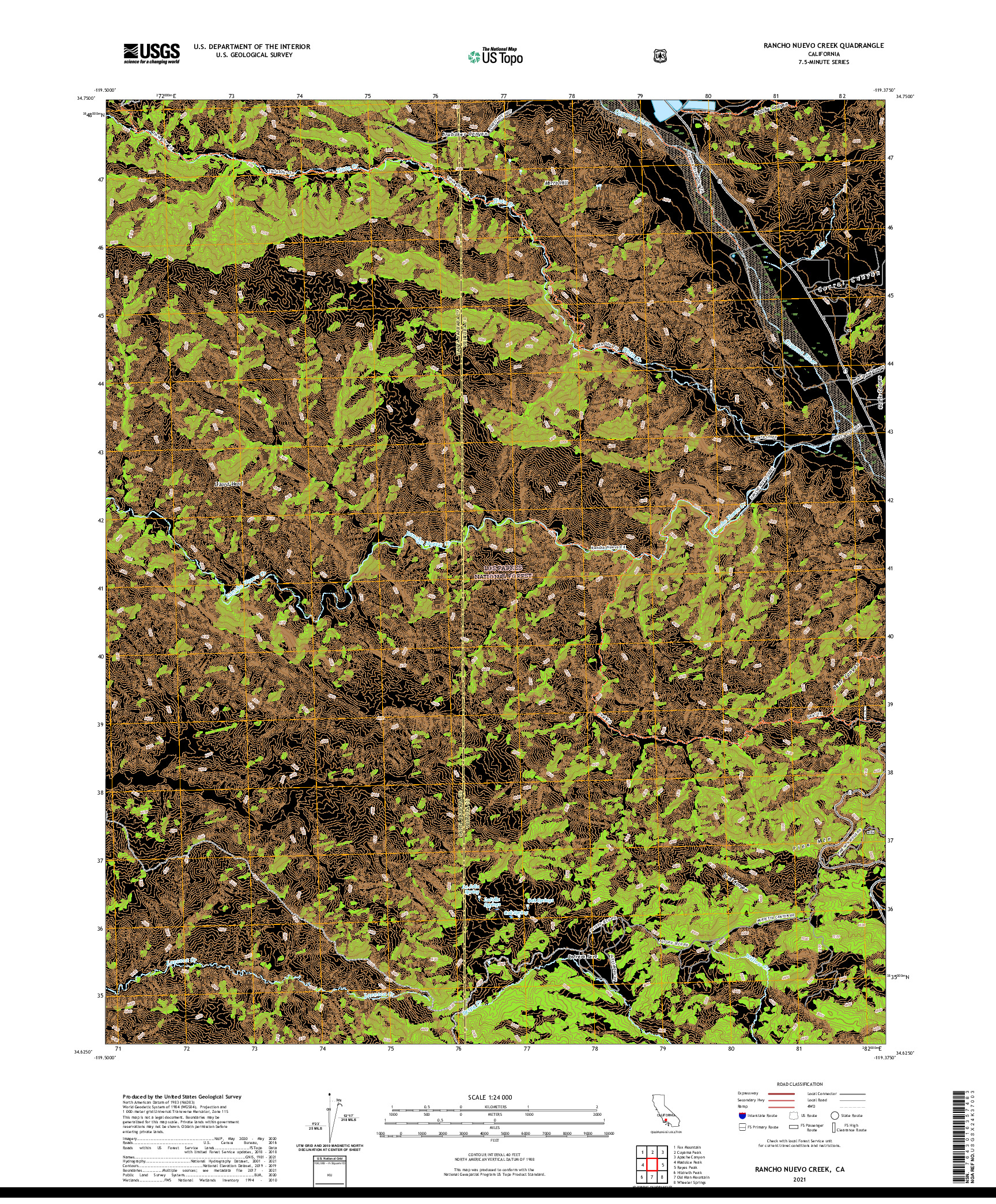 US TOPO 7.5-MINUTE MAP FOR RANCHO NUEVO CREEK, CA