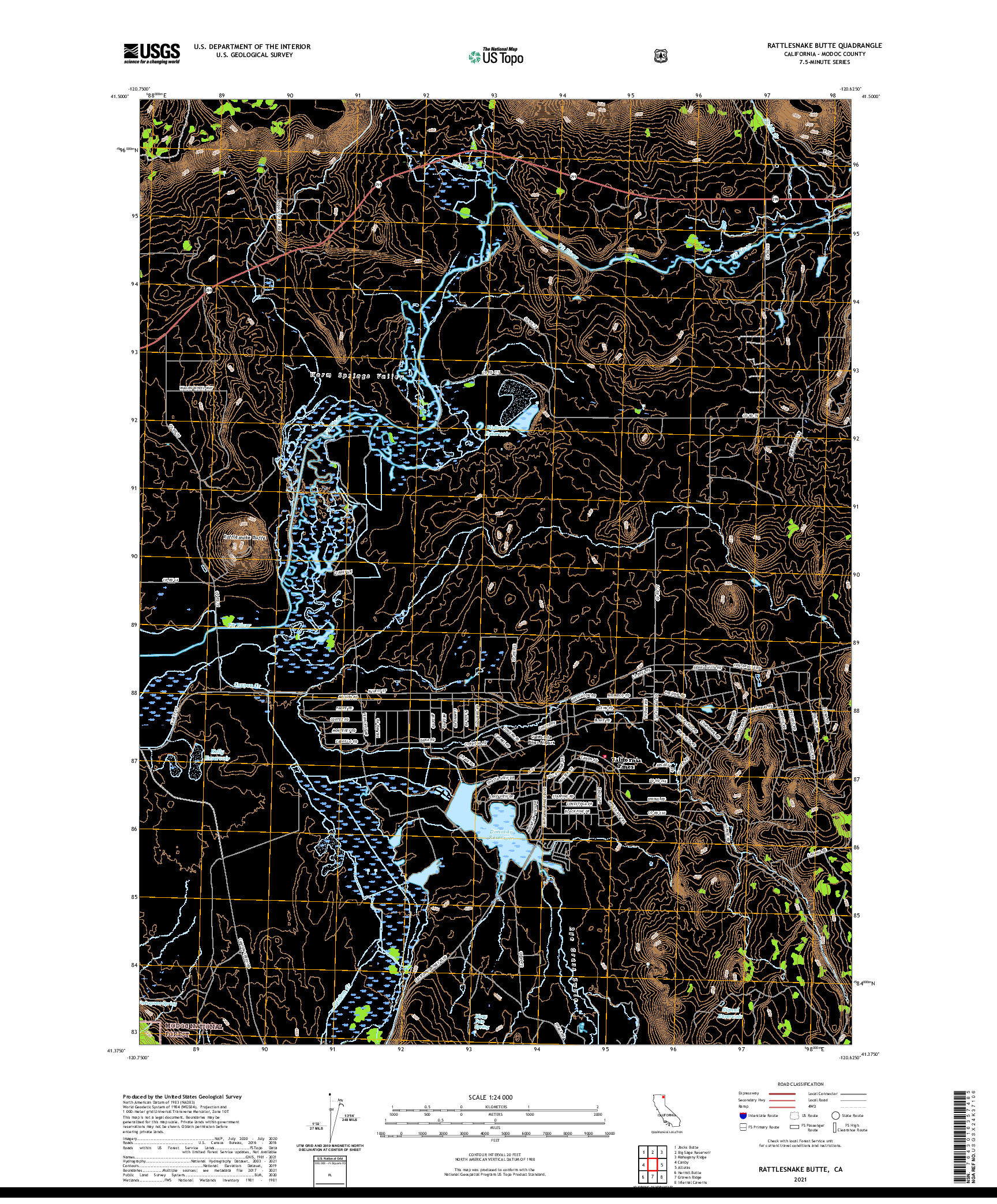 US TOPO 7.5-MINUTE MAP FOR RATTLESNAKE BUTTE, CA