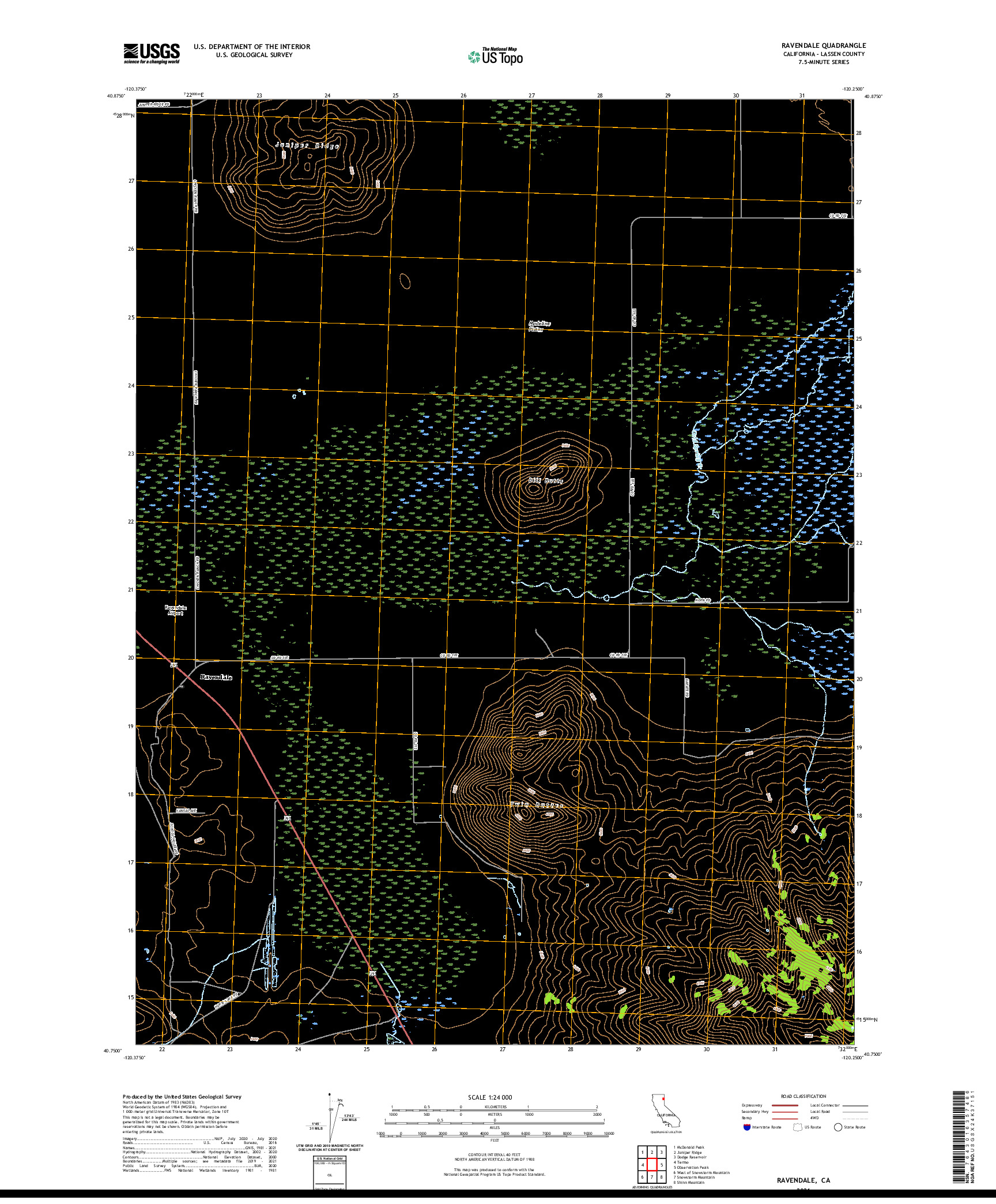 US TOPO 7.5-MINUTE MAP FOR RAVENDALE, CA