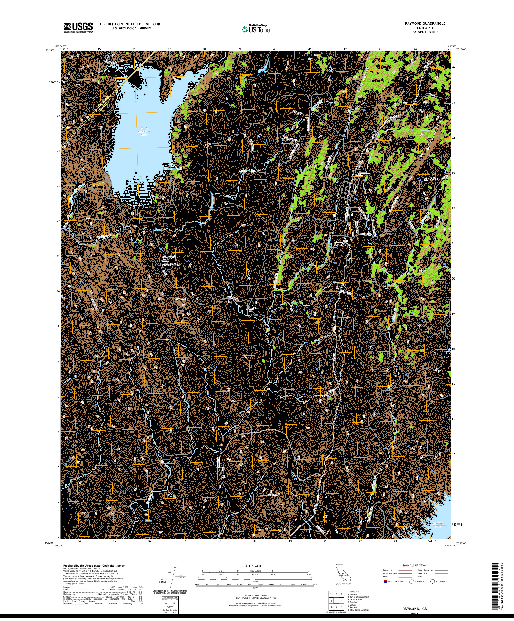 US TOPO 7.5-MINUTE MAP FOR RAYMOND, CA