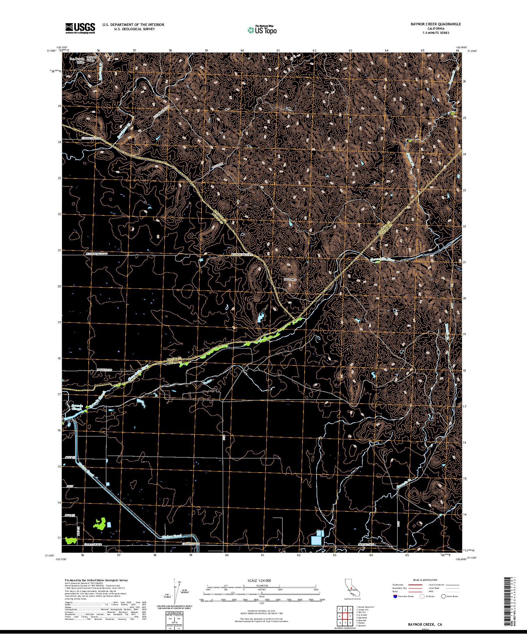 US TOPO 7.5-MINUTE MAP FOR RAYNOR CREEK, CA