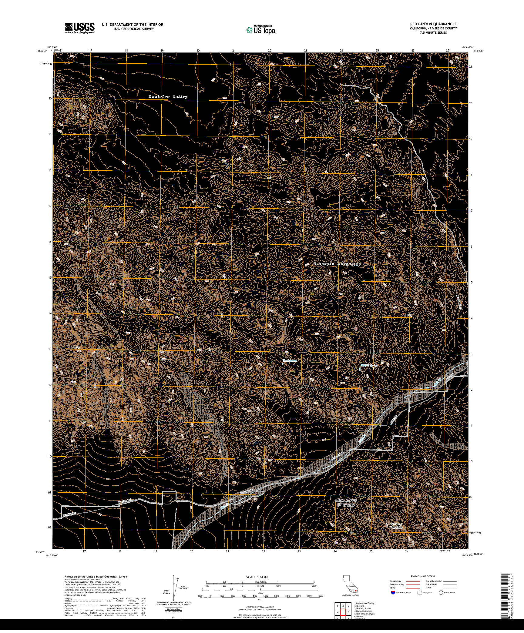 US TOPO 7.5-MINUTE MAP FOR RED CANYON, CA