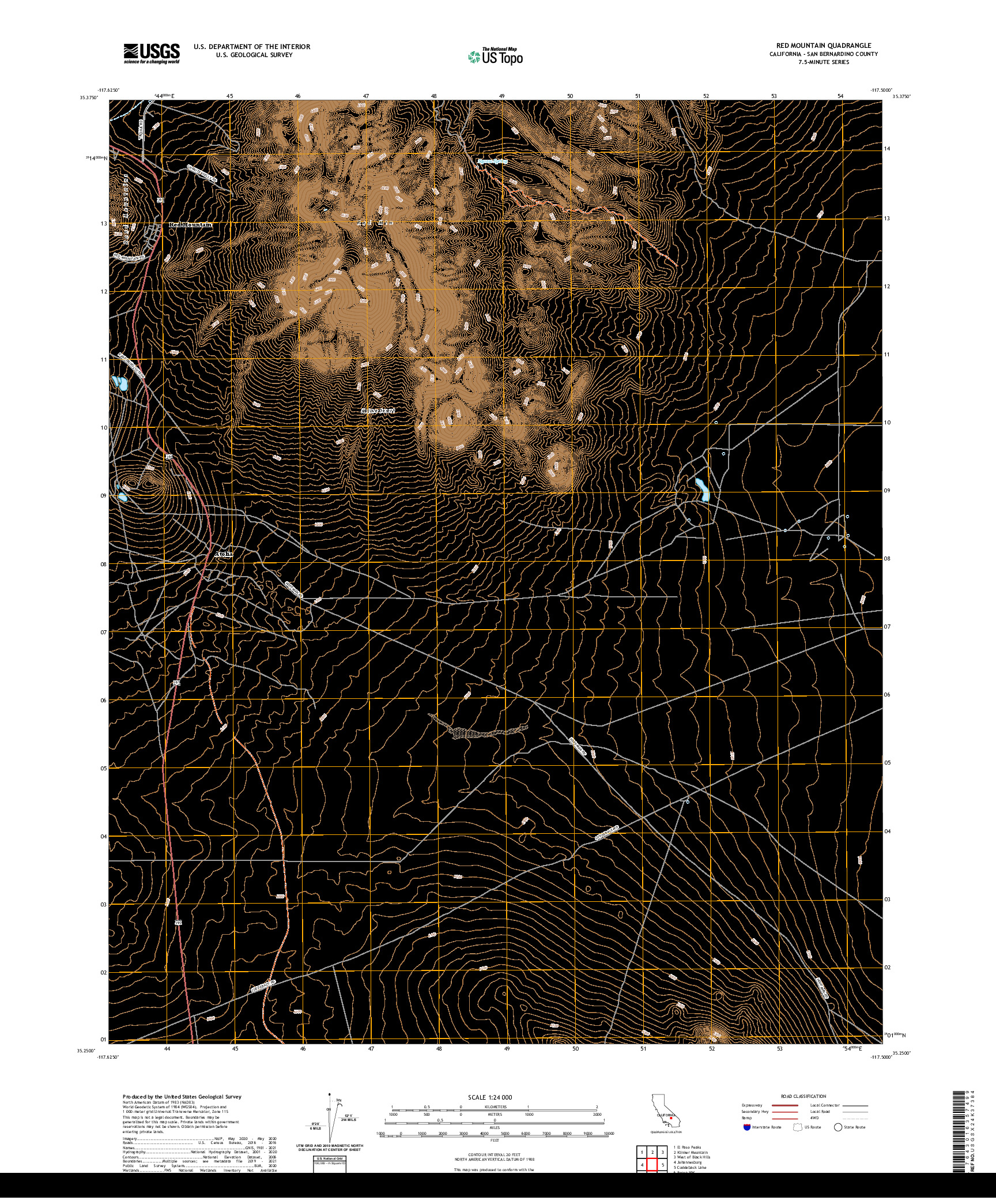 US TOPO 7.5-MINUTE MAP FOR RED MOUNTAIN, CA