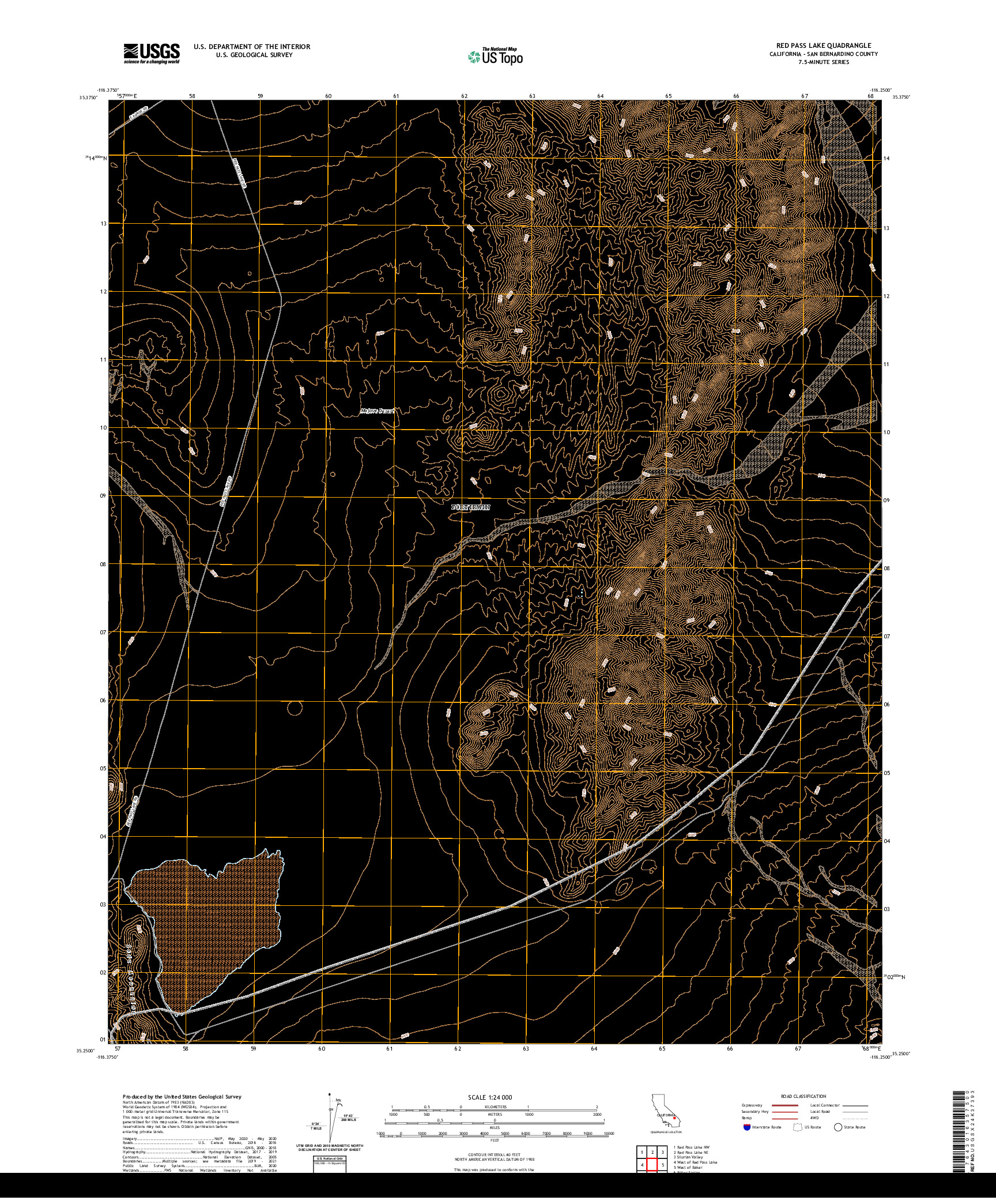 US TOPO 7.5-MINUTE MAP FOR RED PASS LAKE, CA