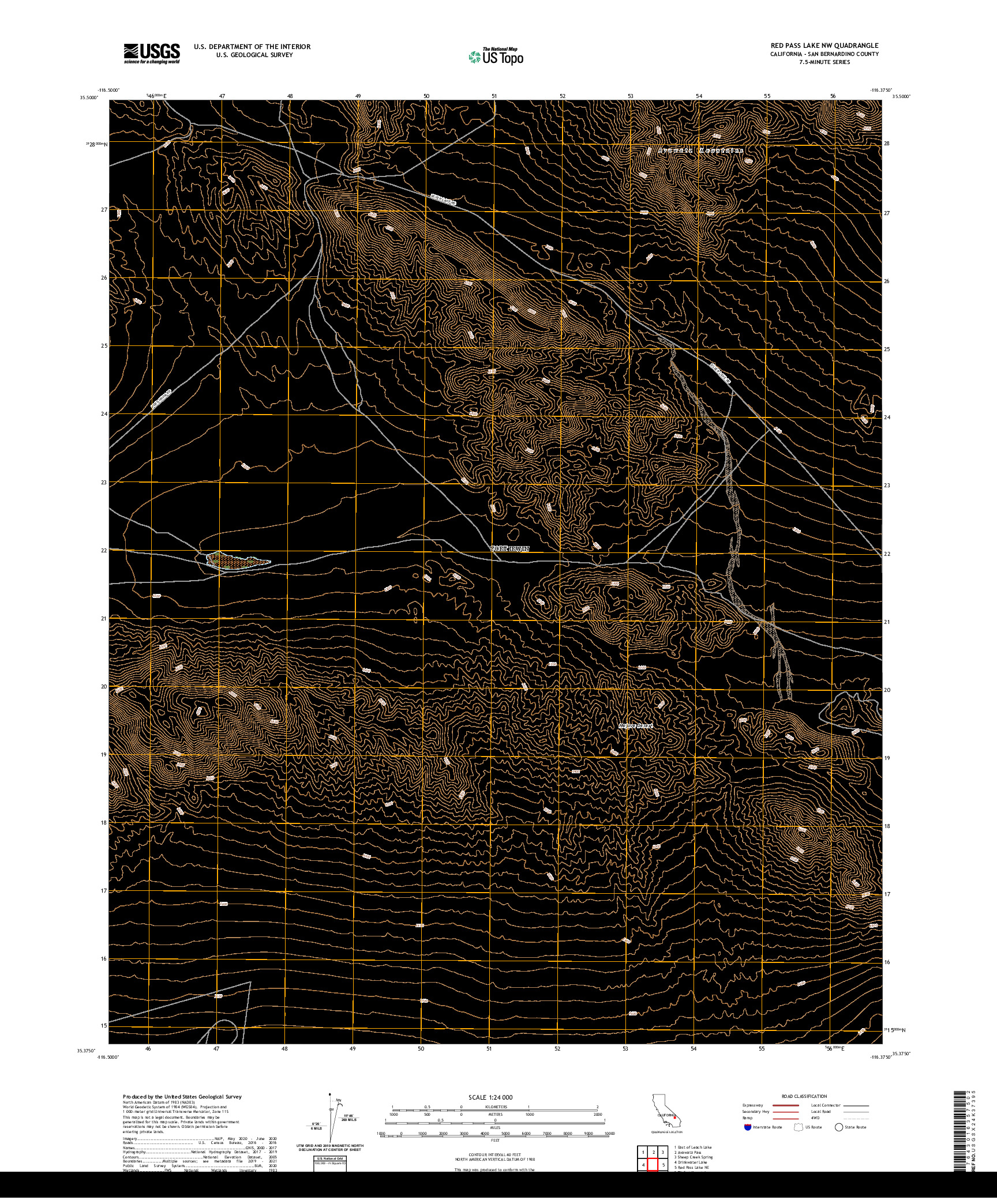 US TOPO 7.5-MINUTE MAP FOR RED PASS LAKE NW, CA