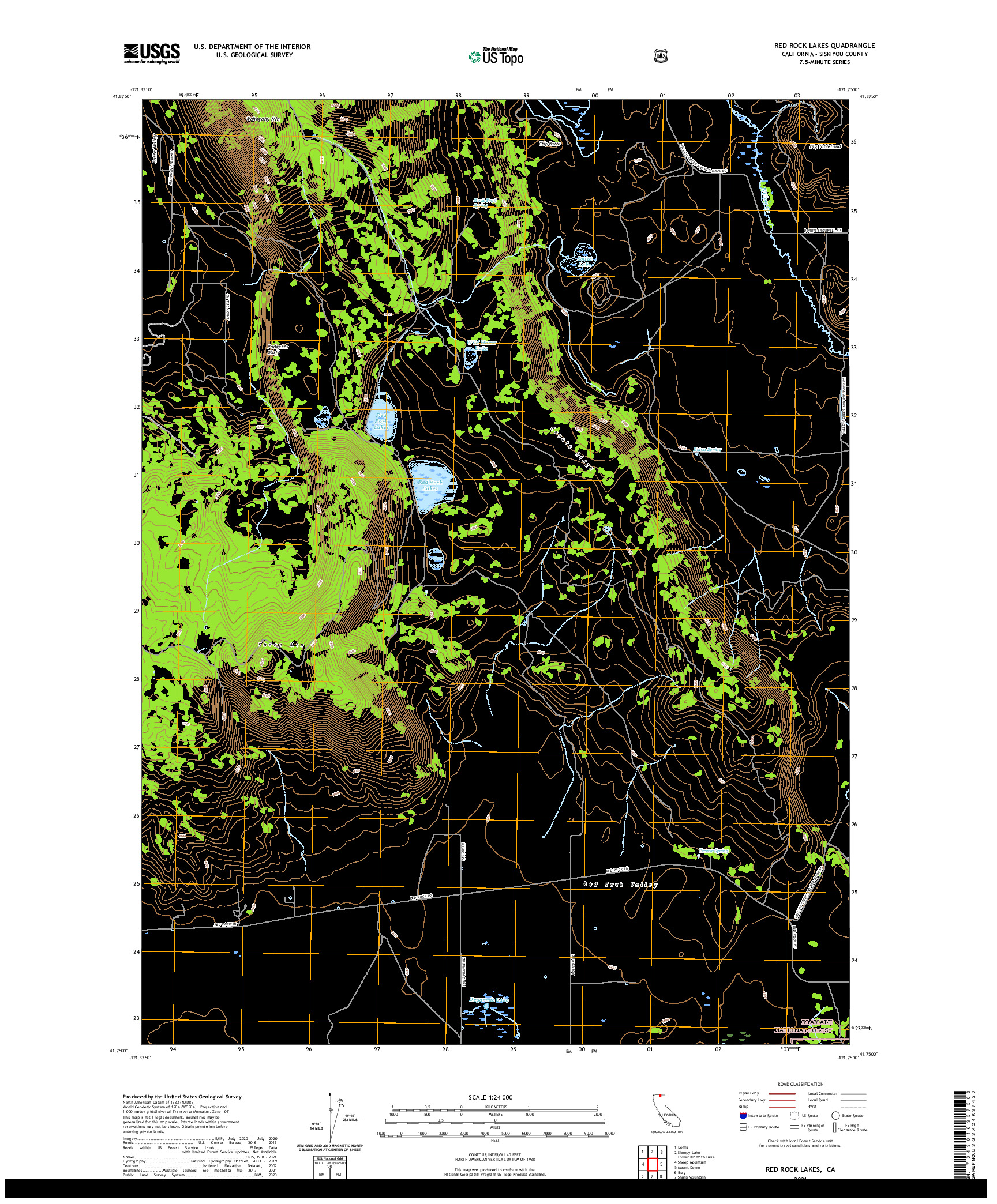 US TOPO 7.5-MINUTE MAP FOR RED ROCK LAKES, CA