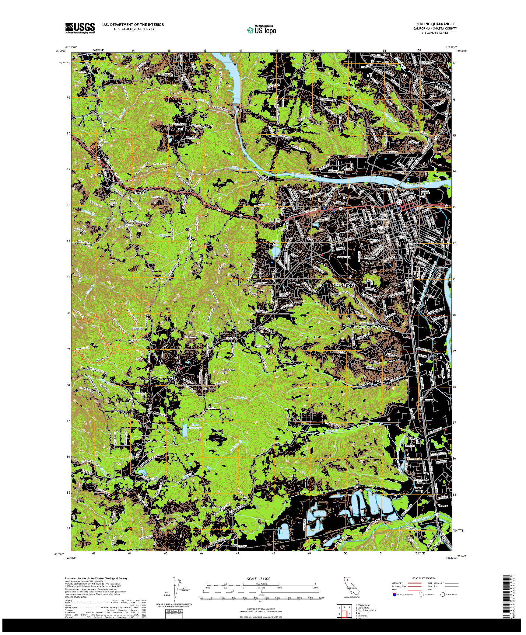 US TOPO 7.5-MINUTE MAP FOR REDDING, CA