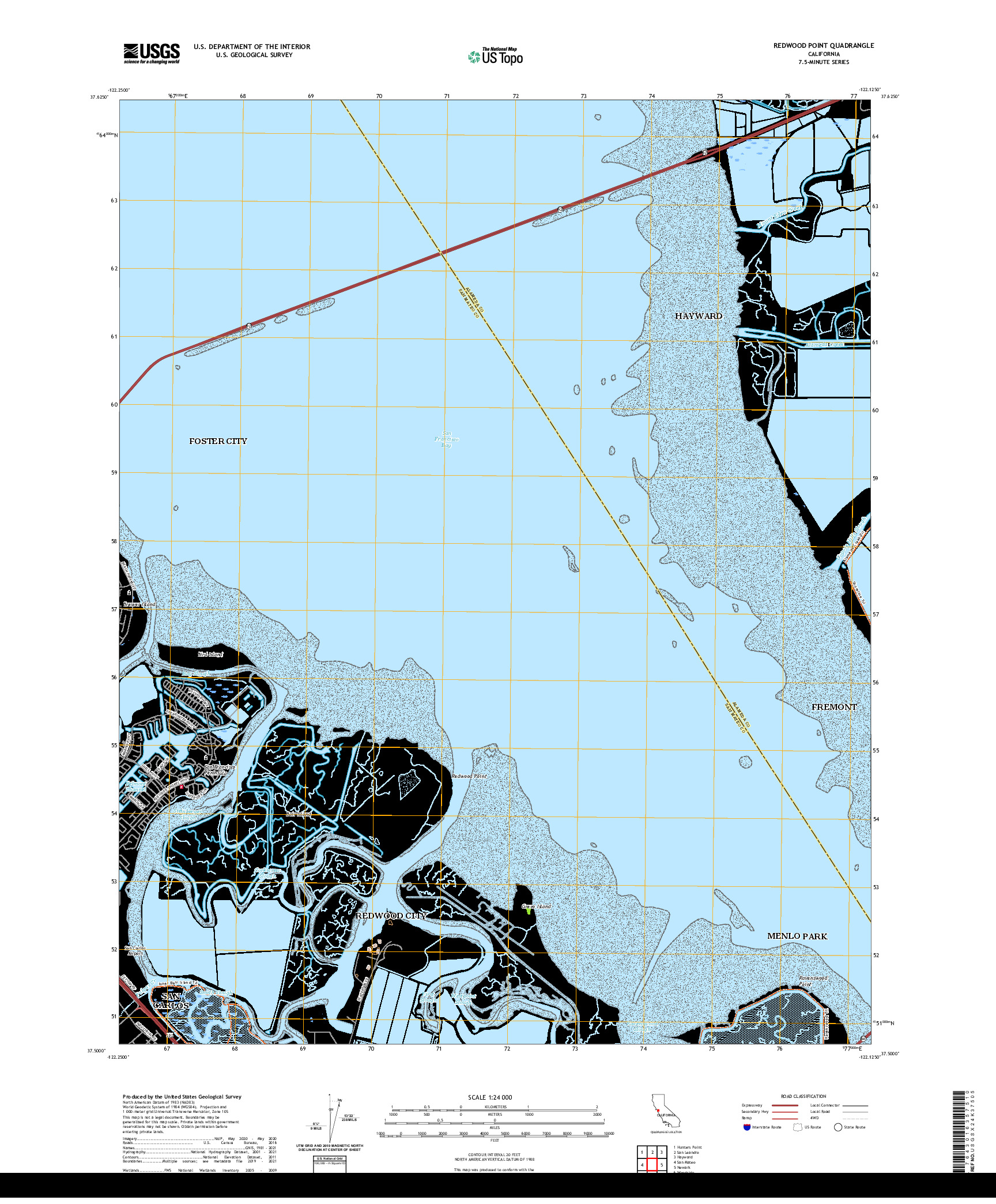 US TOPO 7.5-MINUTE MAP FOR REDWOOD POINT, CA