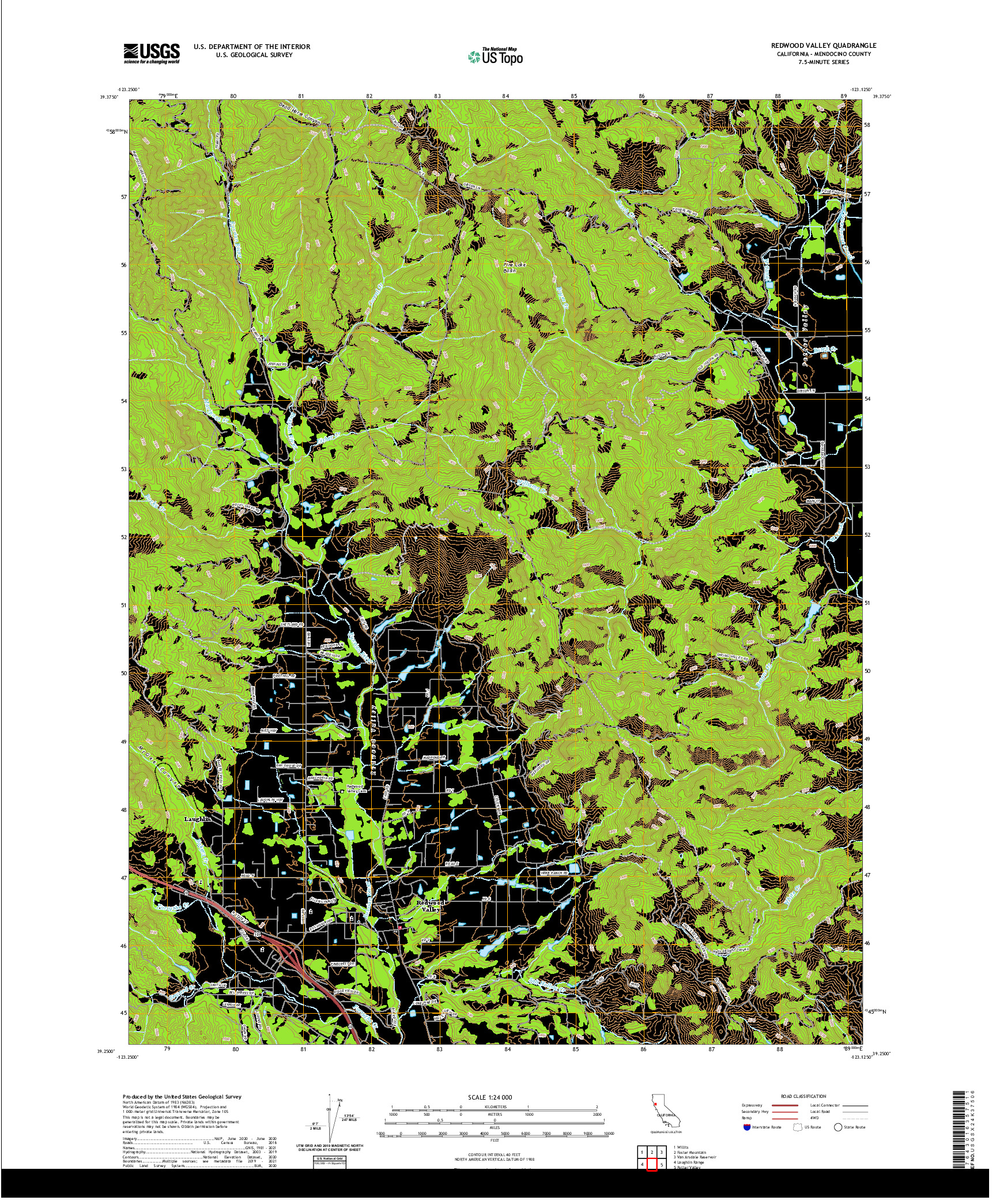 US TOPO 7.5-MINUTE MAP FOR REDWOOD VALLEY, CA