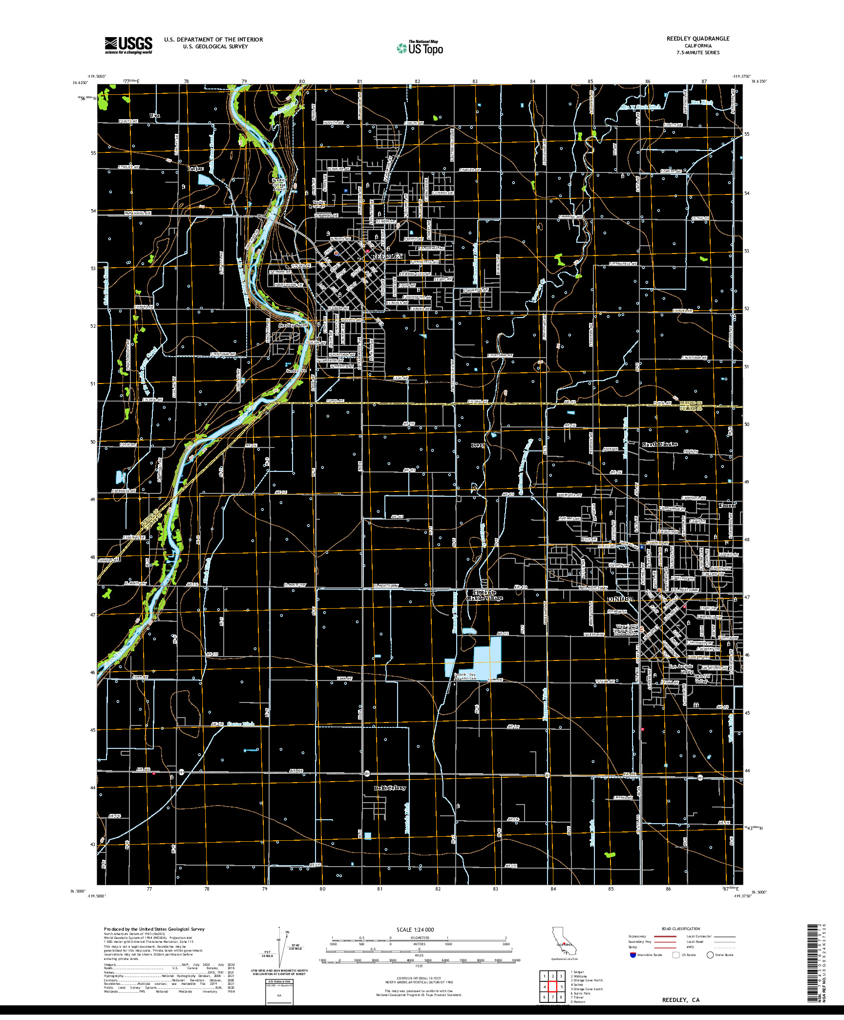 US TOPO 7.5-MINUTE MAP FOR REEDLEY, CA