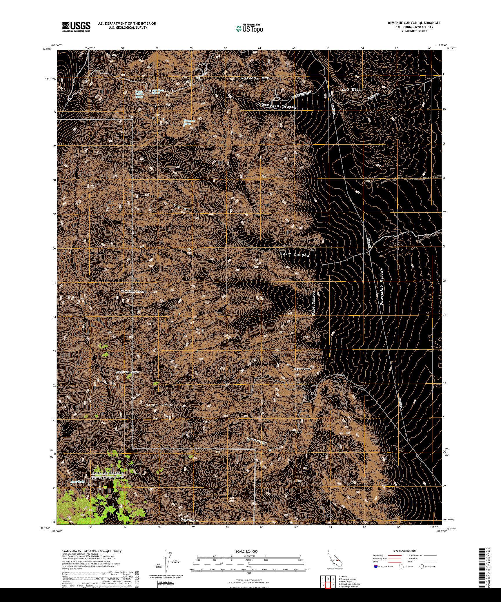 US TOPO 7.5-MINUTE MAP FOR REVENUE CANYON, CA