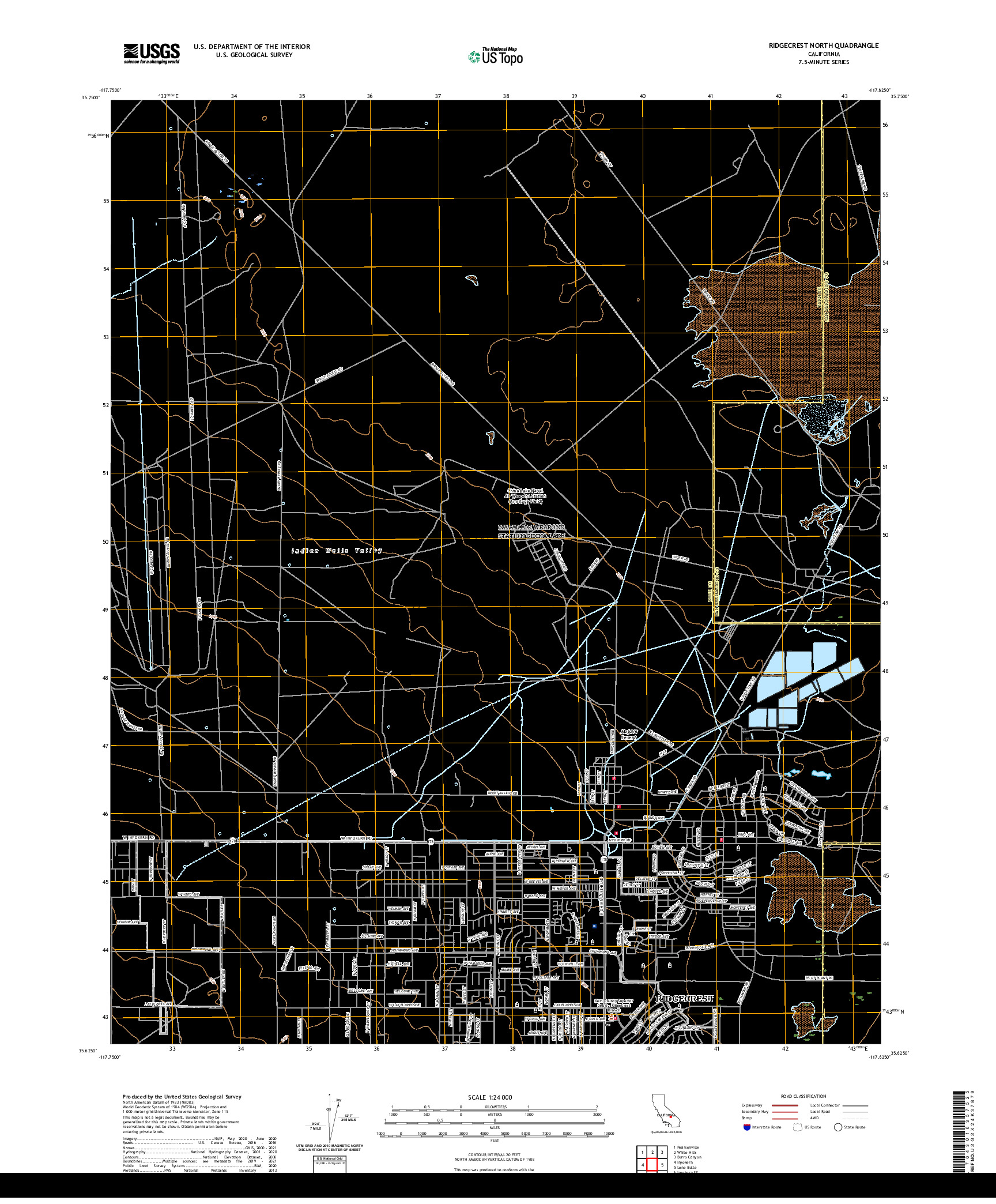 US TOPO 7.5-MINUTE MAP FOR RIDGECREST NORTH, CA