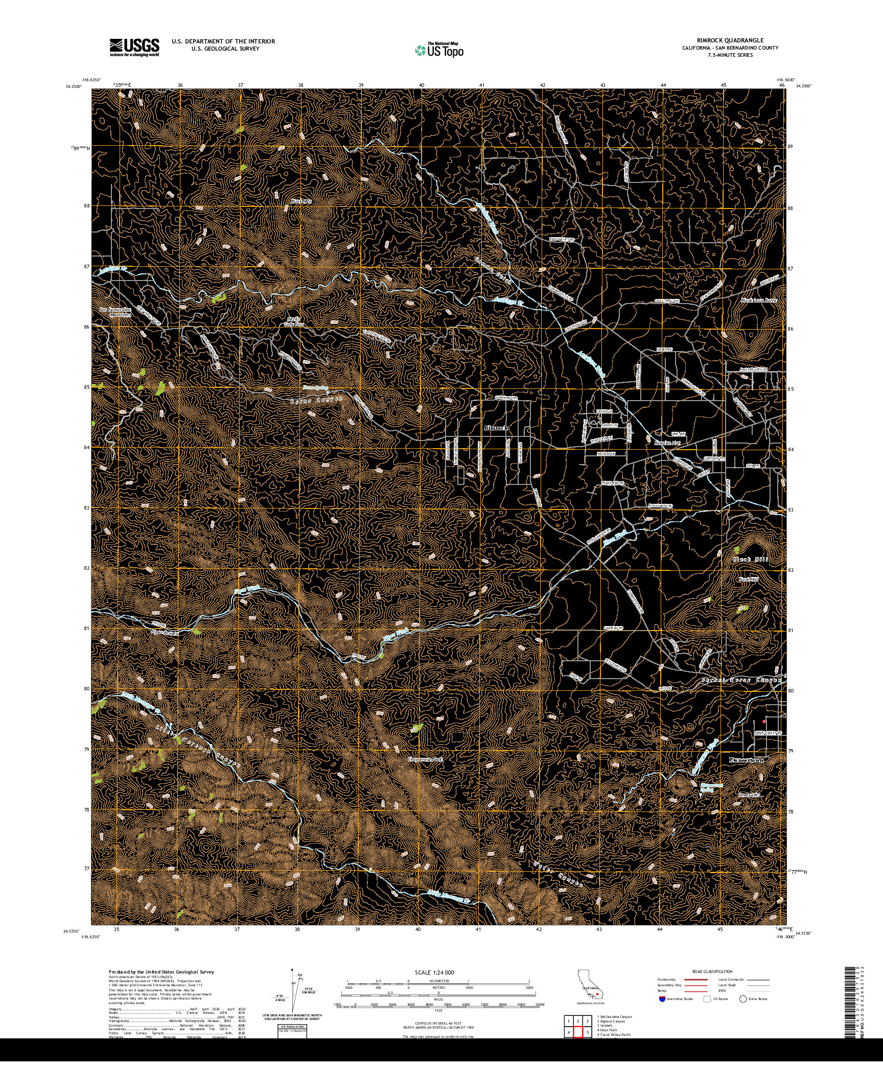 US TOPO 7.5-MINUTE MAP FOR RIMROCK, CA