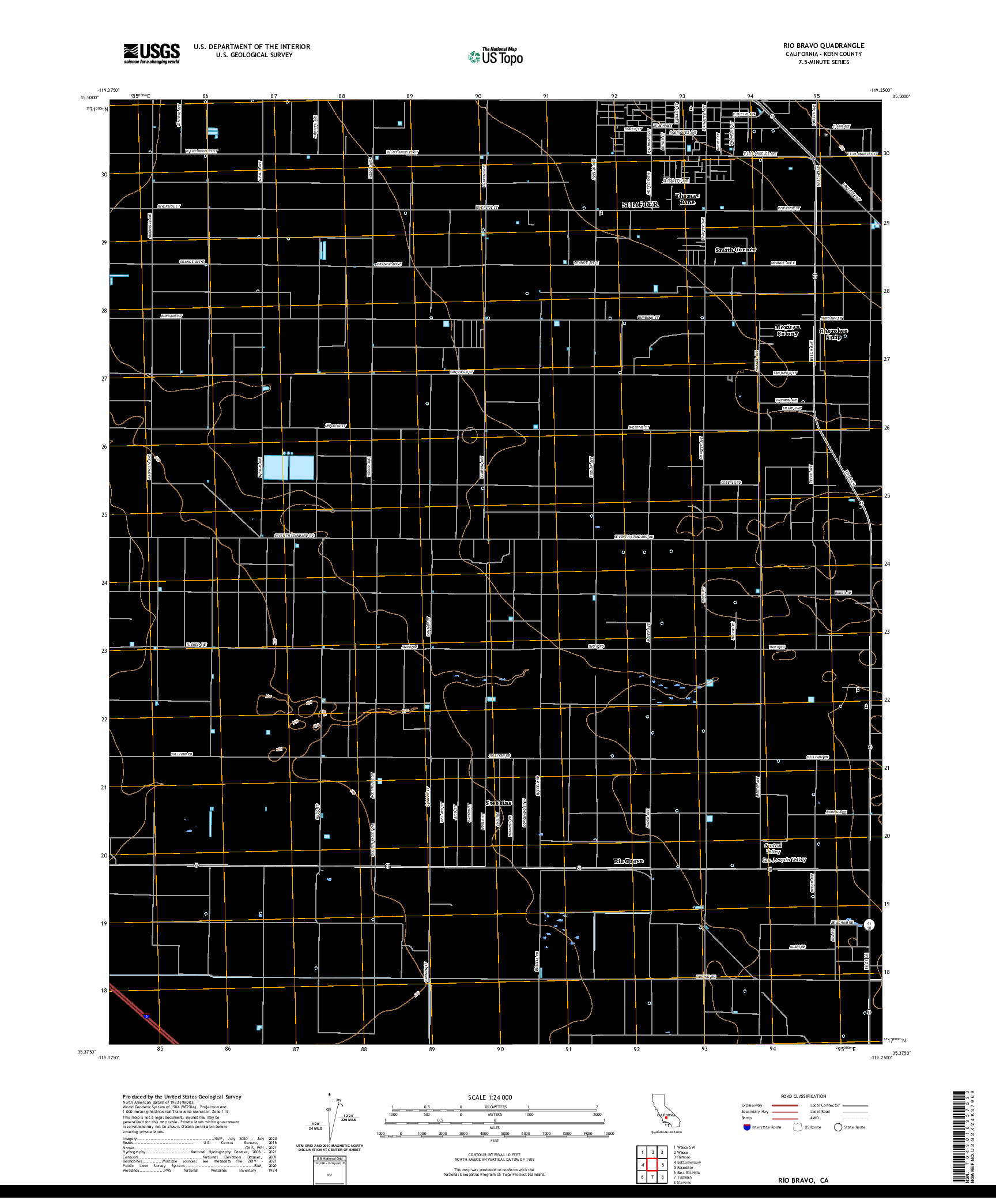 US TOPO 7.5-MINUTE MAP FOR RIO BRAVO, CA