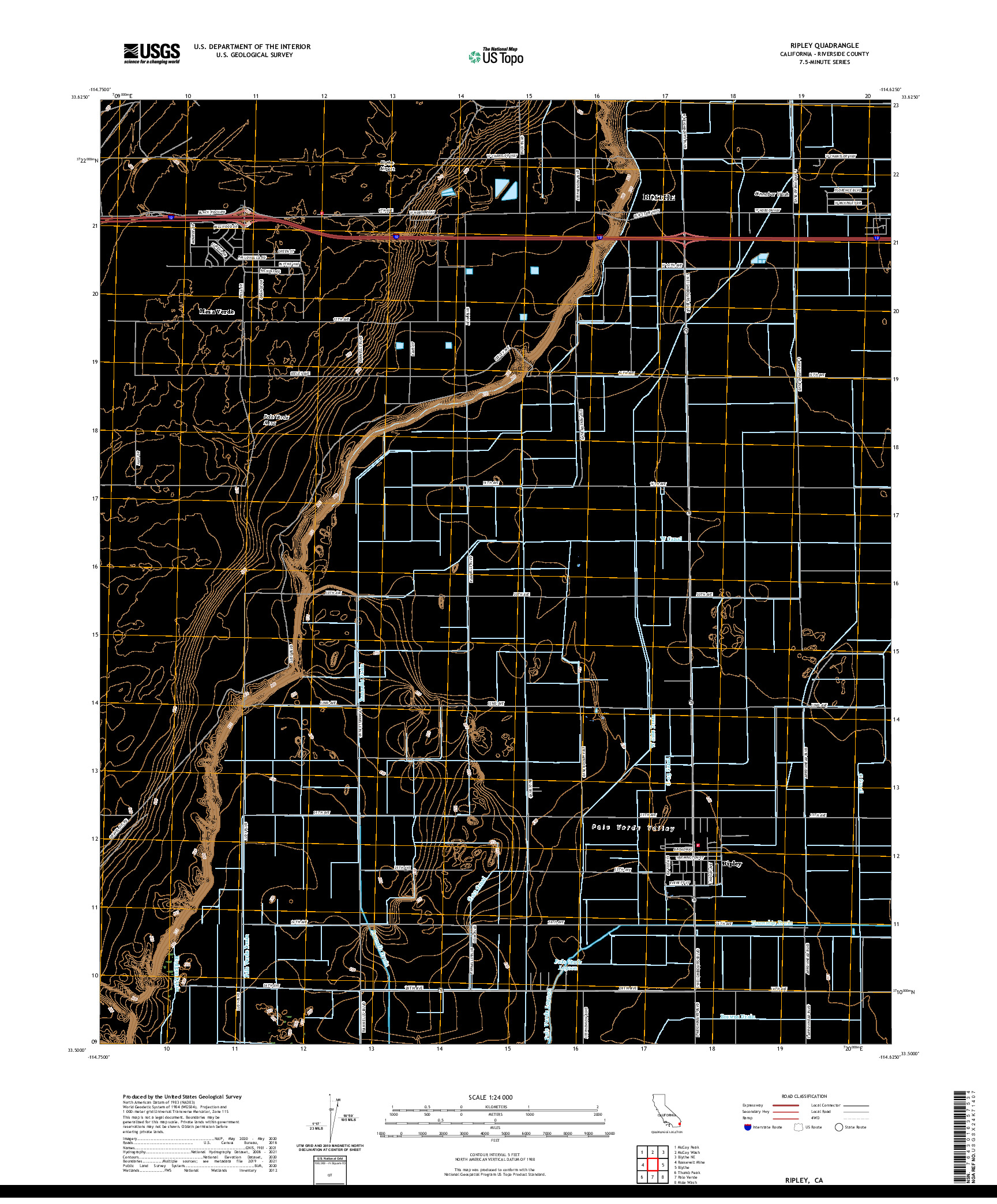 US TOPO 7.5-MINUTE MAP FOR RIPLEY, CA