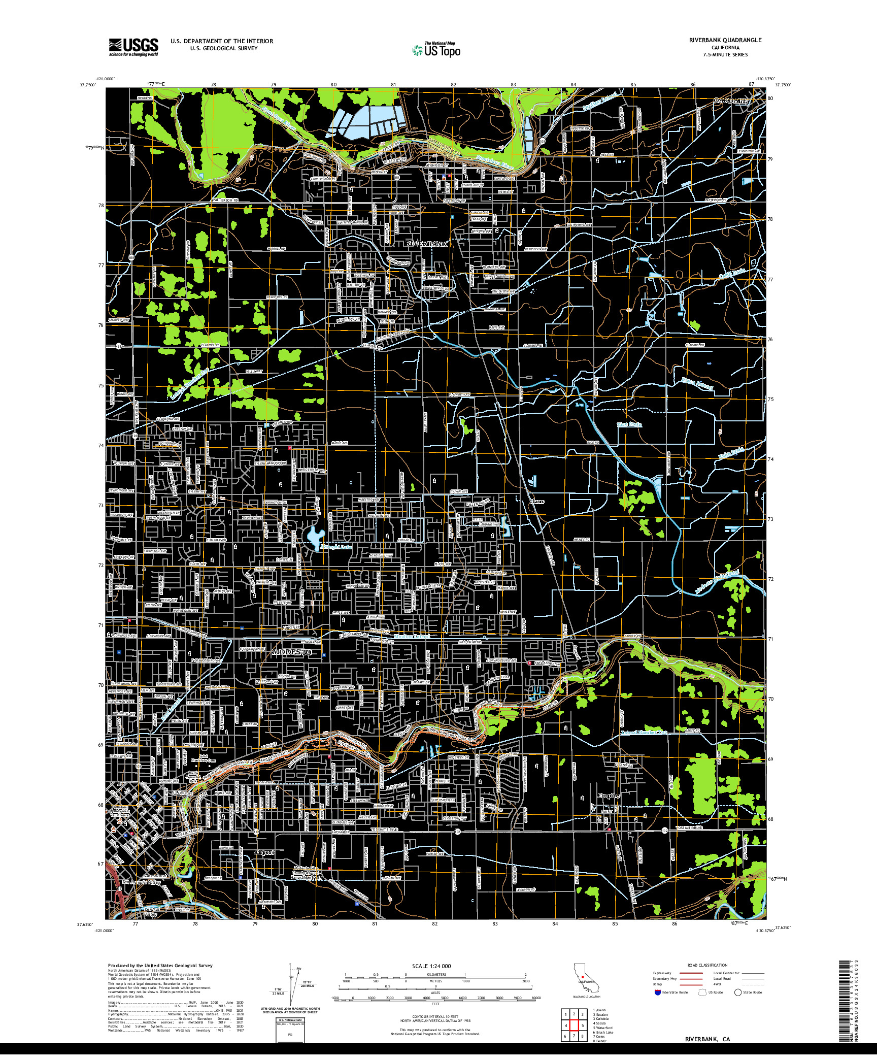 US TOPO 7.5-MINUTE MAP FOR RIVERBANK, CA