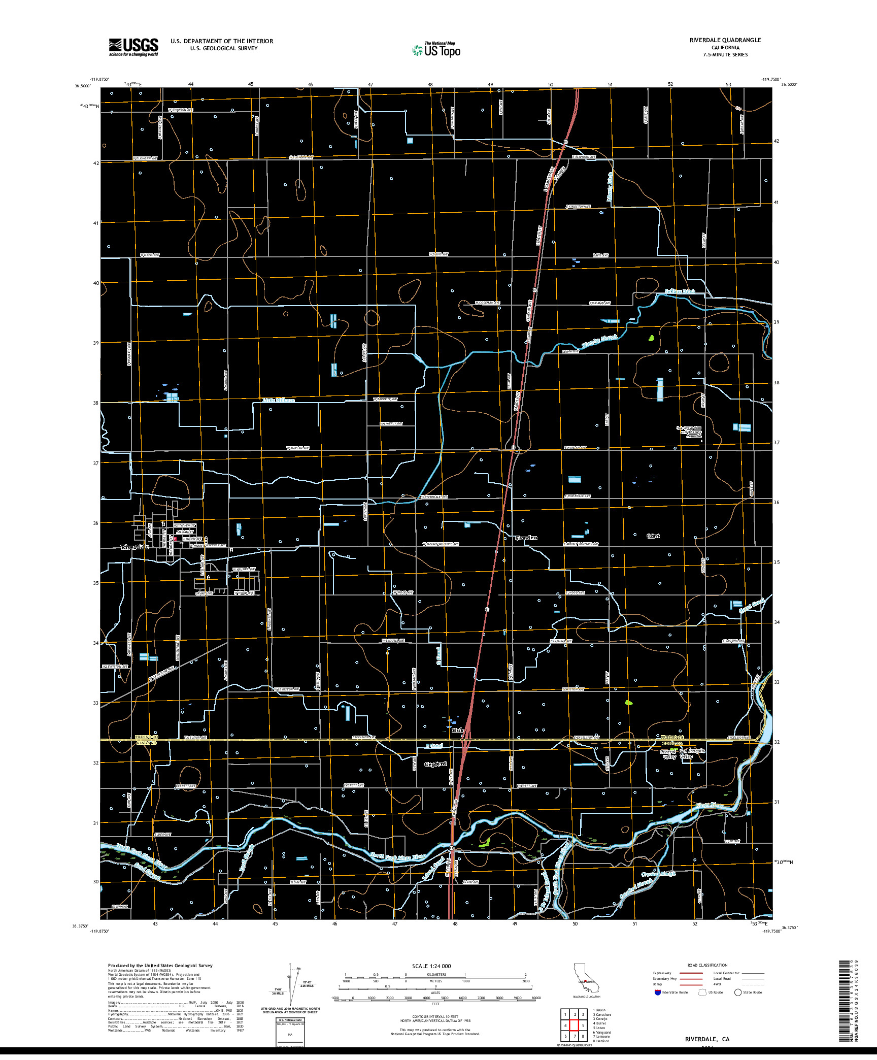 US TOPO 7.5-MINUTE MAP FOR RIVERDALE, CA