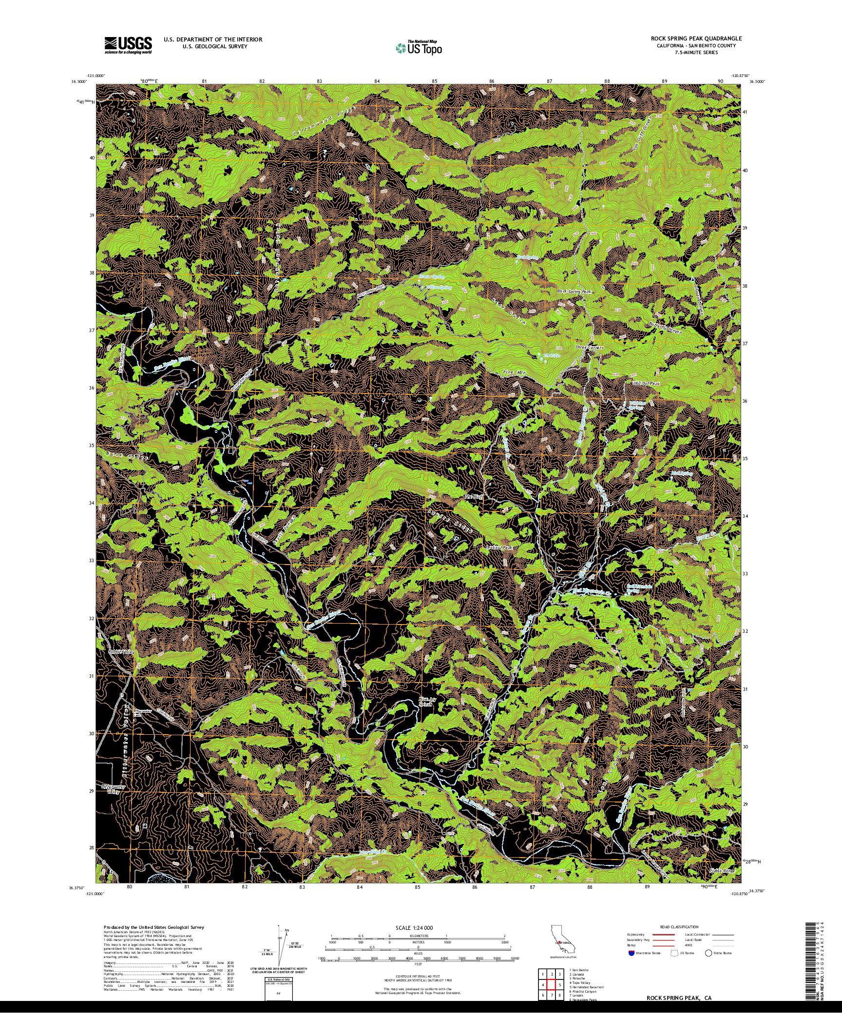 US TOPO 7.5-MINUTE MAP FOR ROCK SPRING PEAK, CA