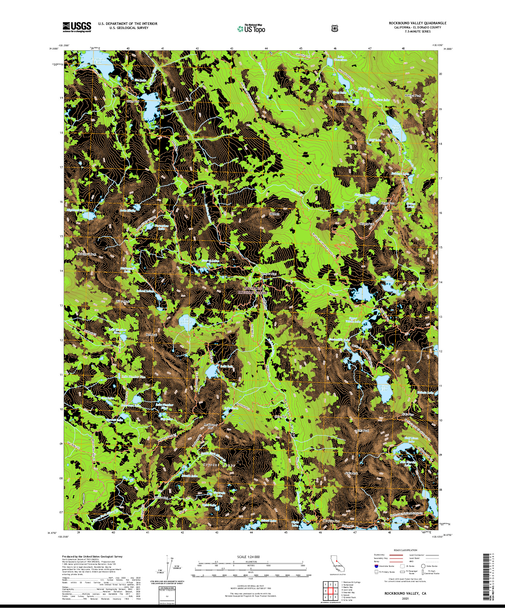 US TOPO 7.5-MINUTE MAP FOR ROCKBOUND VALLEY, CA