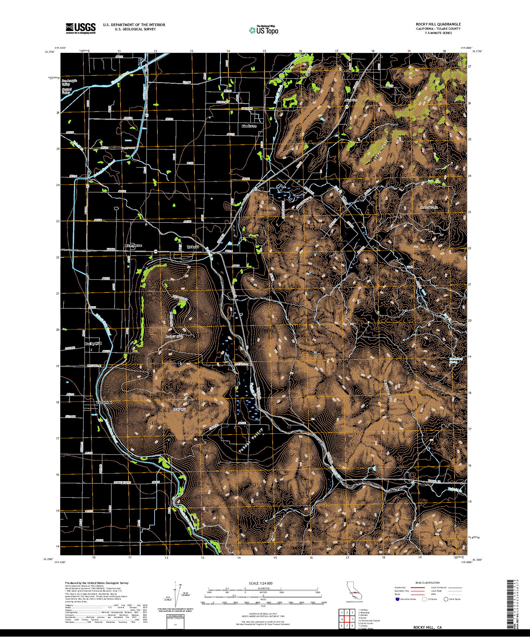 US TOPO 7.5-MINUTE MAP FOR ROCKY HILL, CA