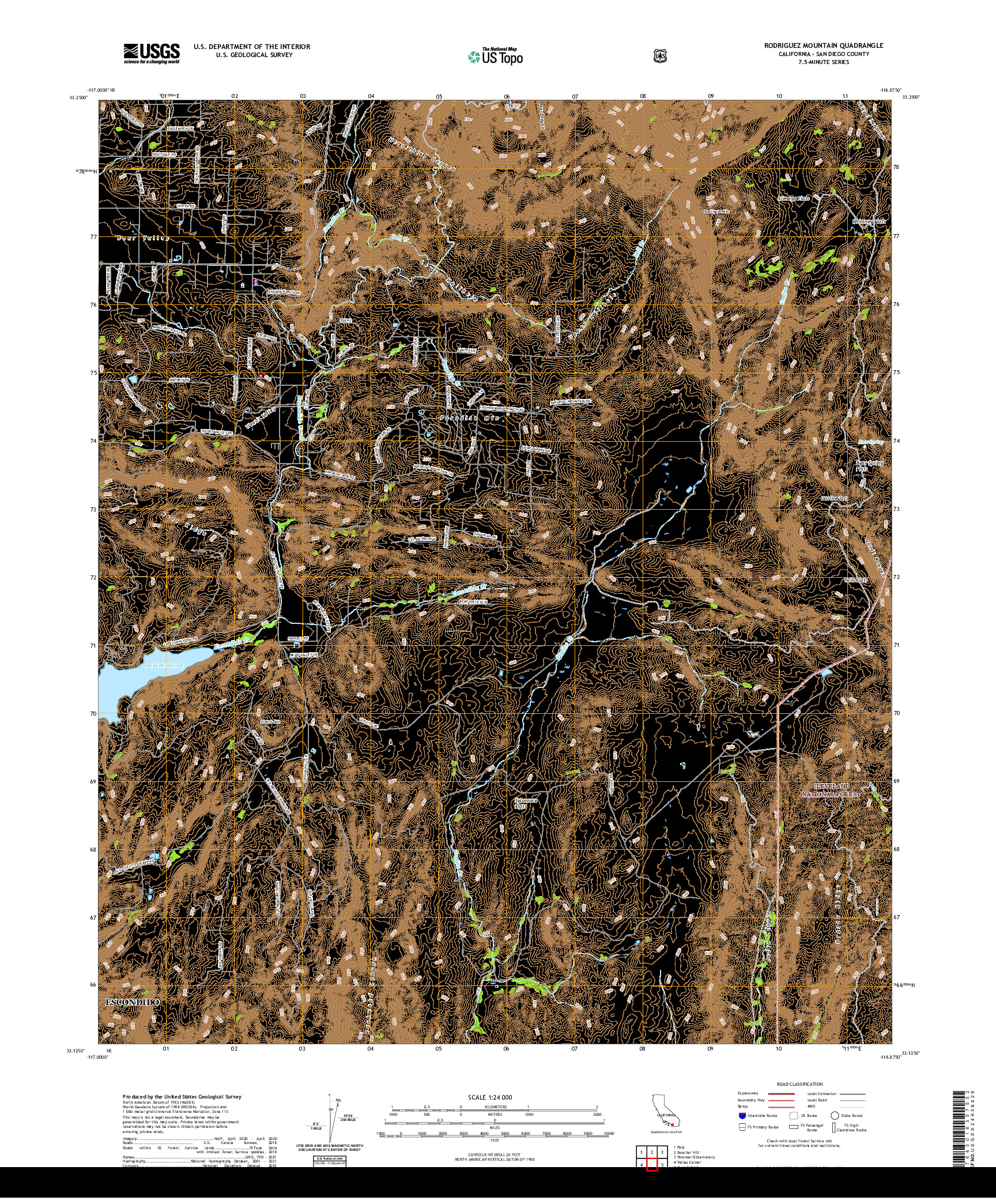US TOPO 7.5-MINUTE MAP FOR RODRIGUEZ MOUNTAIN, CA