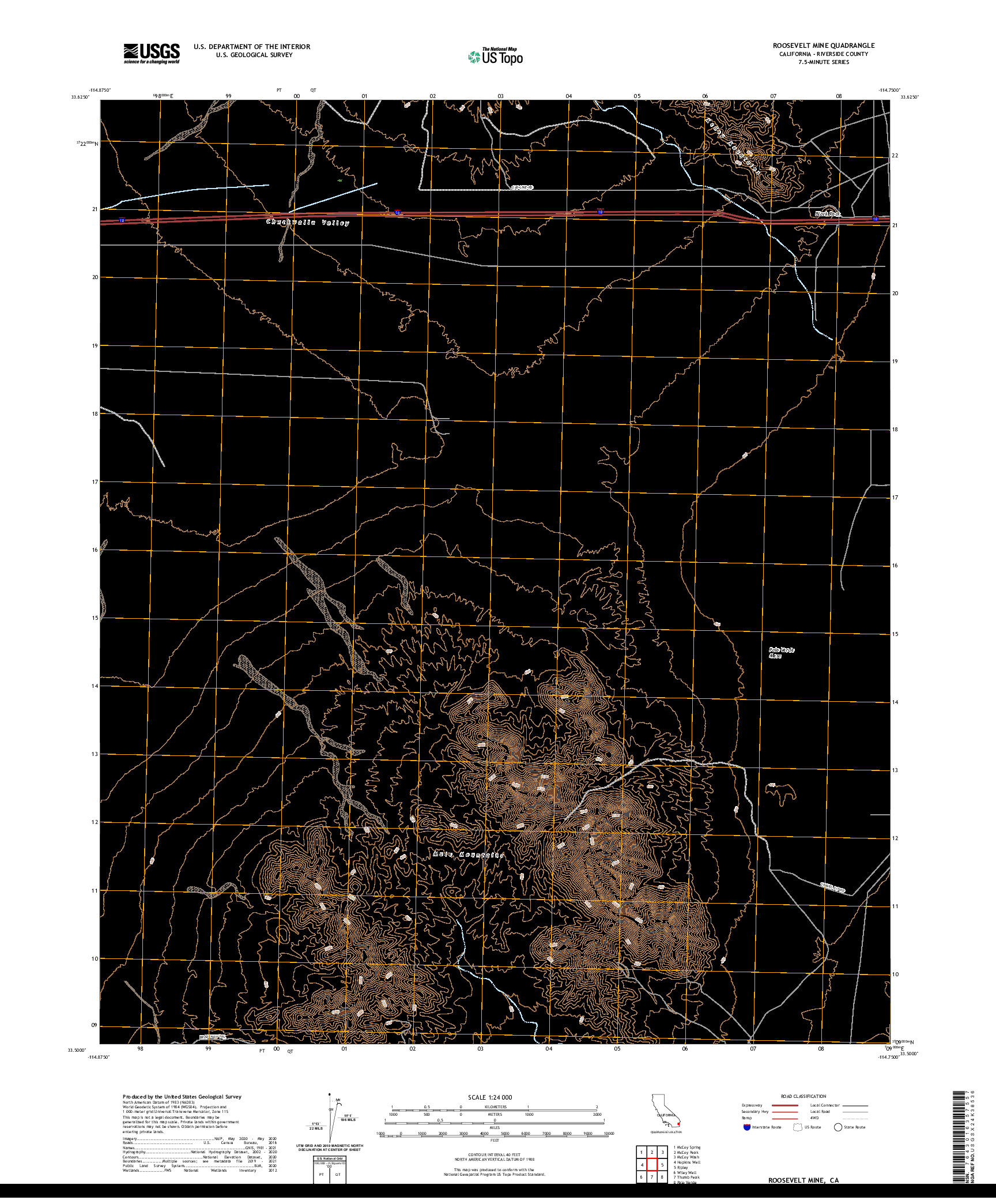 US TOPO 7.5-MINUTE MAP FOR ROOSEVELT MINE, CA