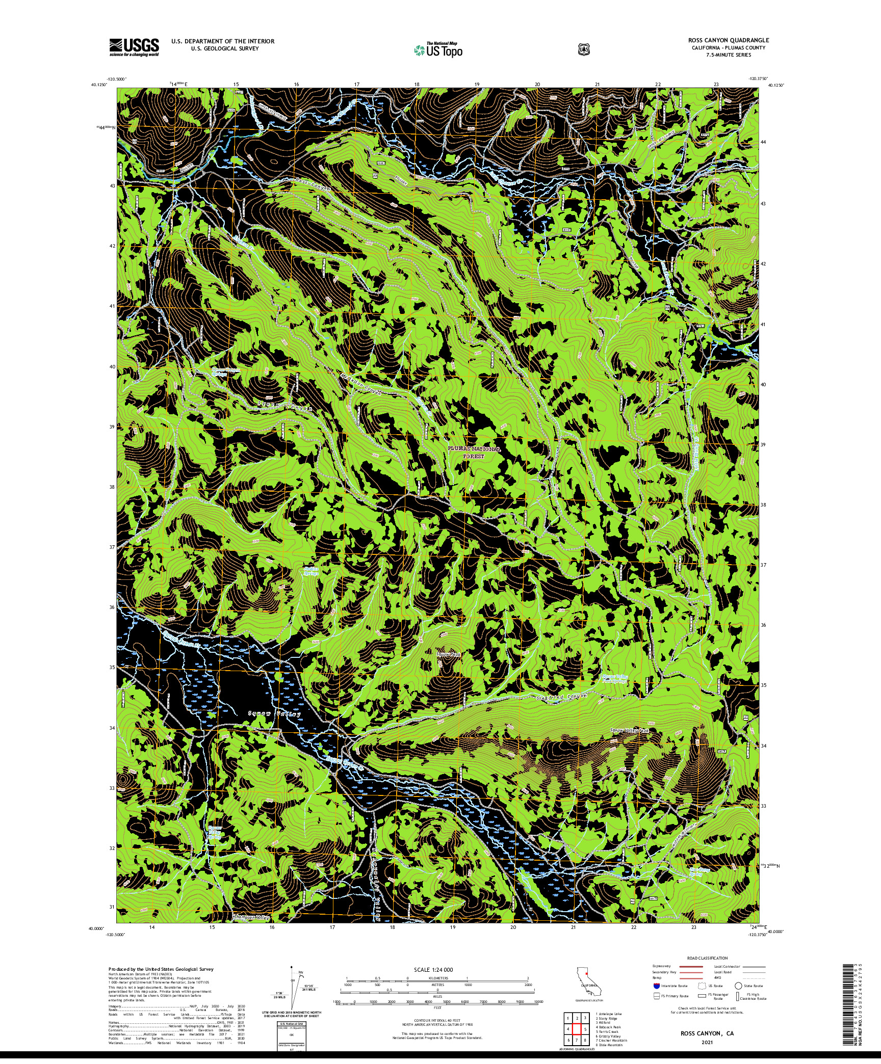 US TOPO 7.5-MINUTE MAP FOR ROSS CANYON, CA