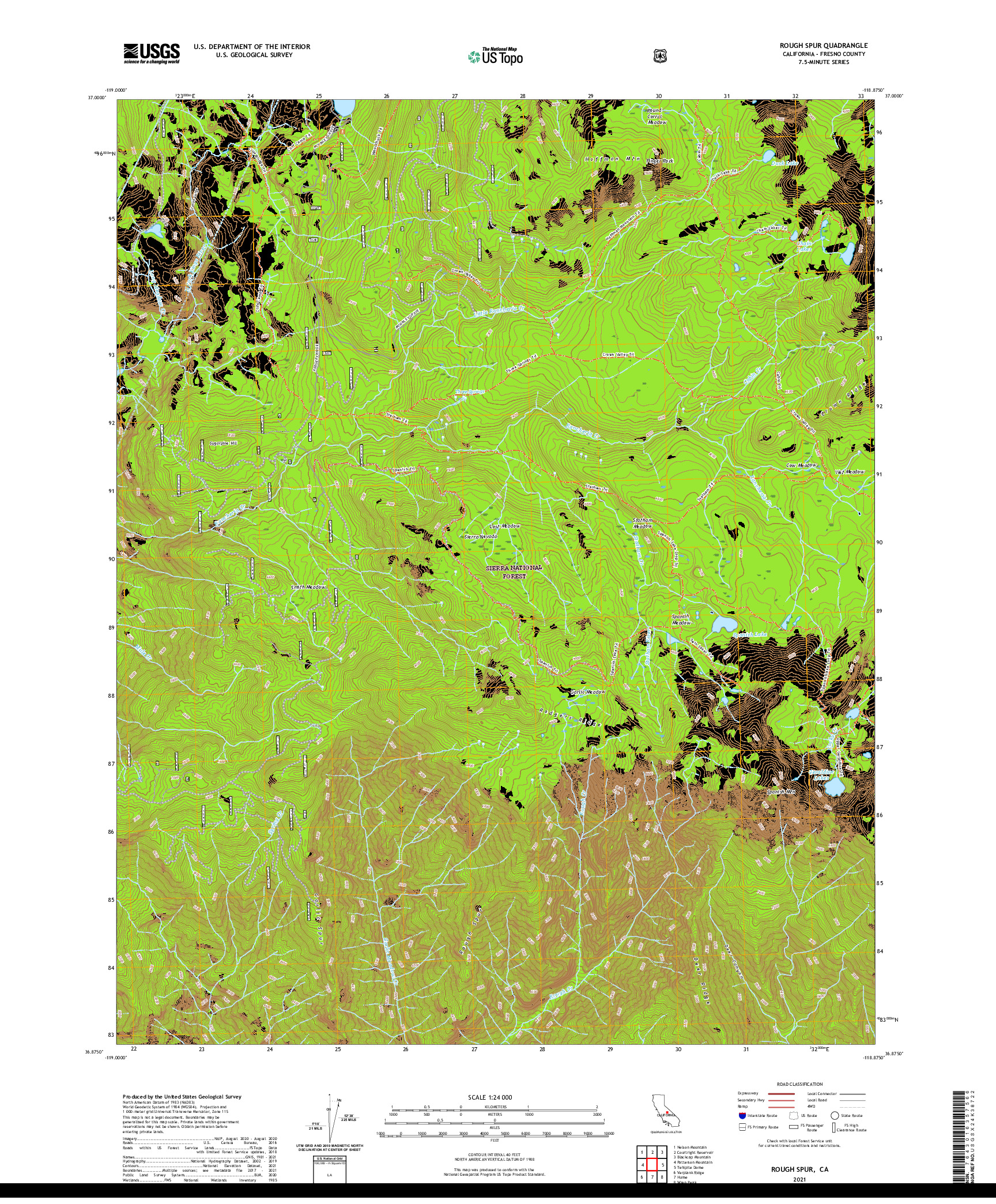 US TOPO 7.5-MINUTE MAP FOR ROUGH SPUR, CA