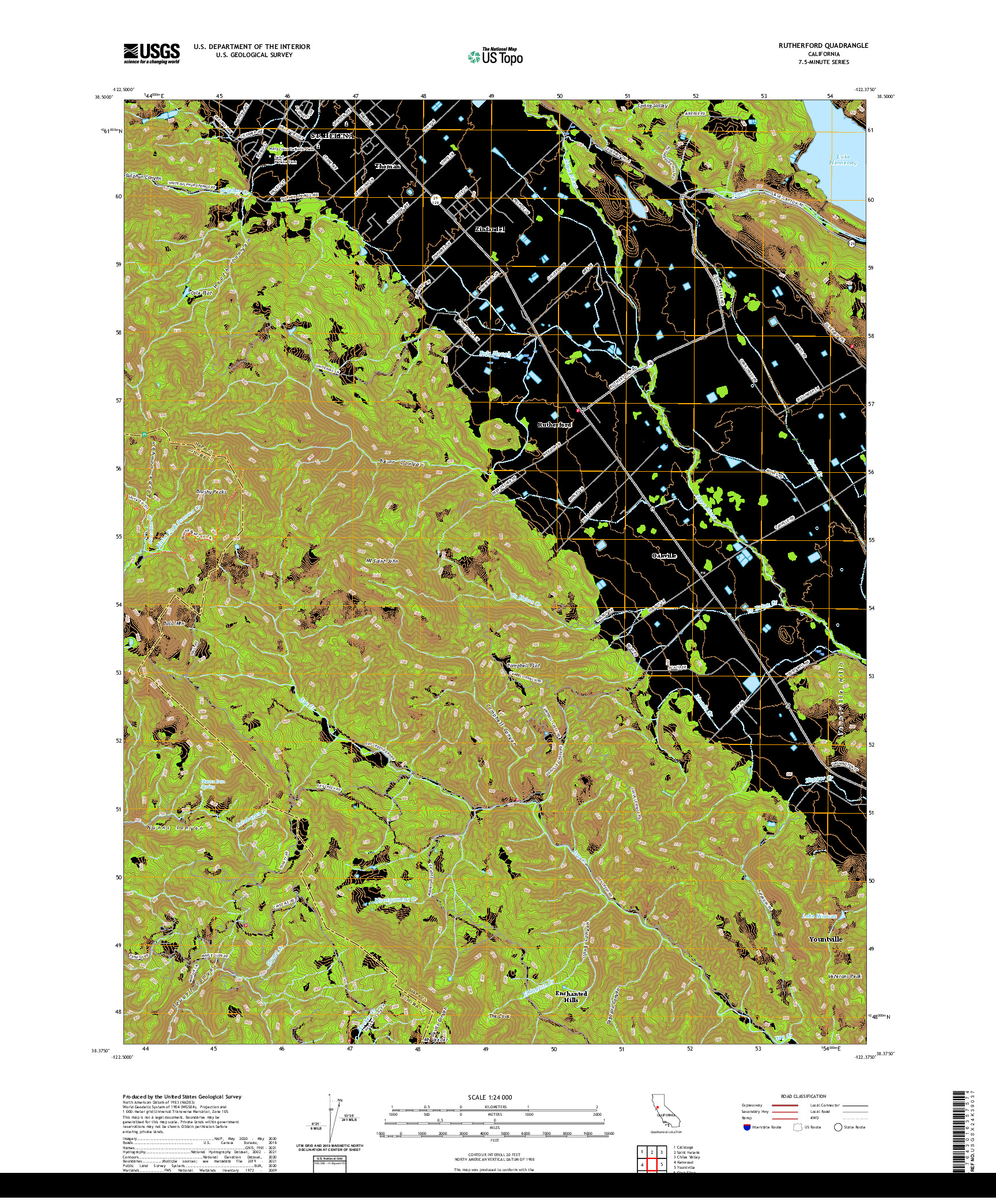 US TOPO 7.5-MINUTE MAP FOR RUTHERFORD, CA